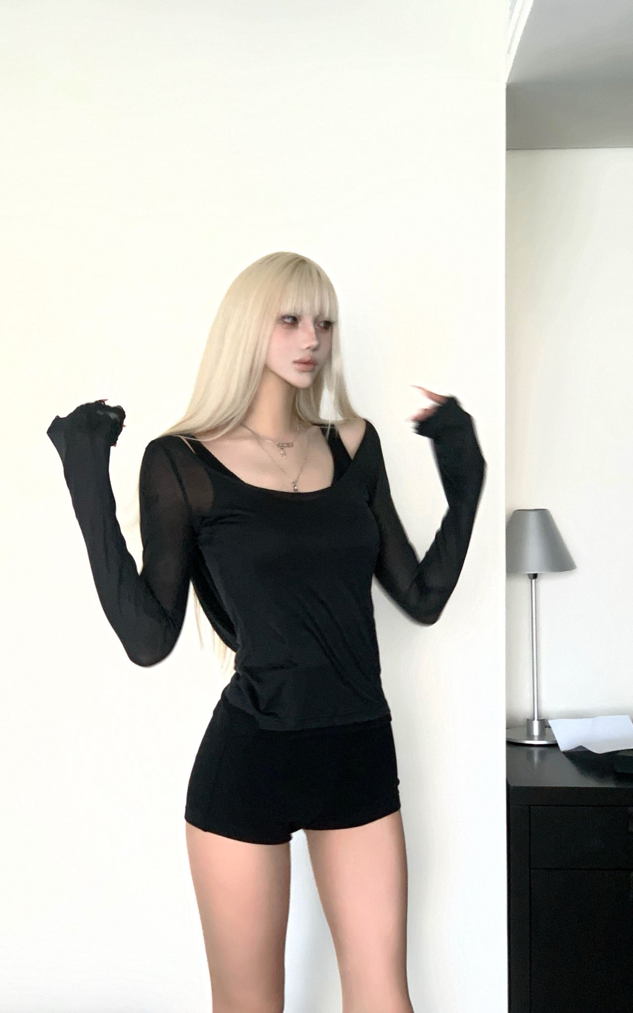 Rase Le Sol Lace Detail Hoodie &amp; Shorts Set - PINKPARKS