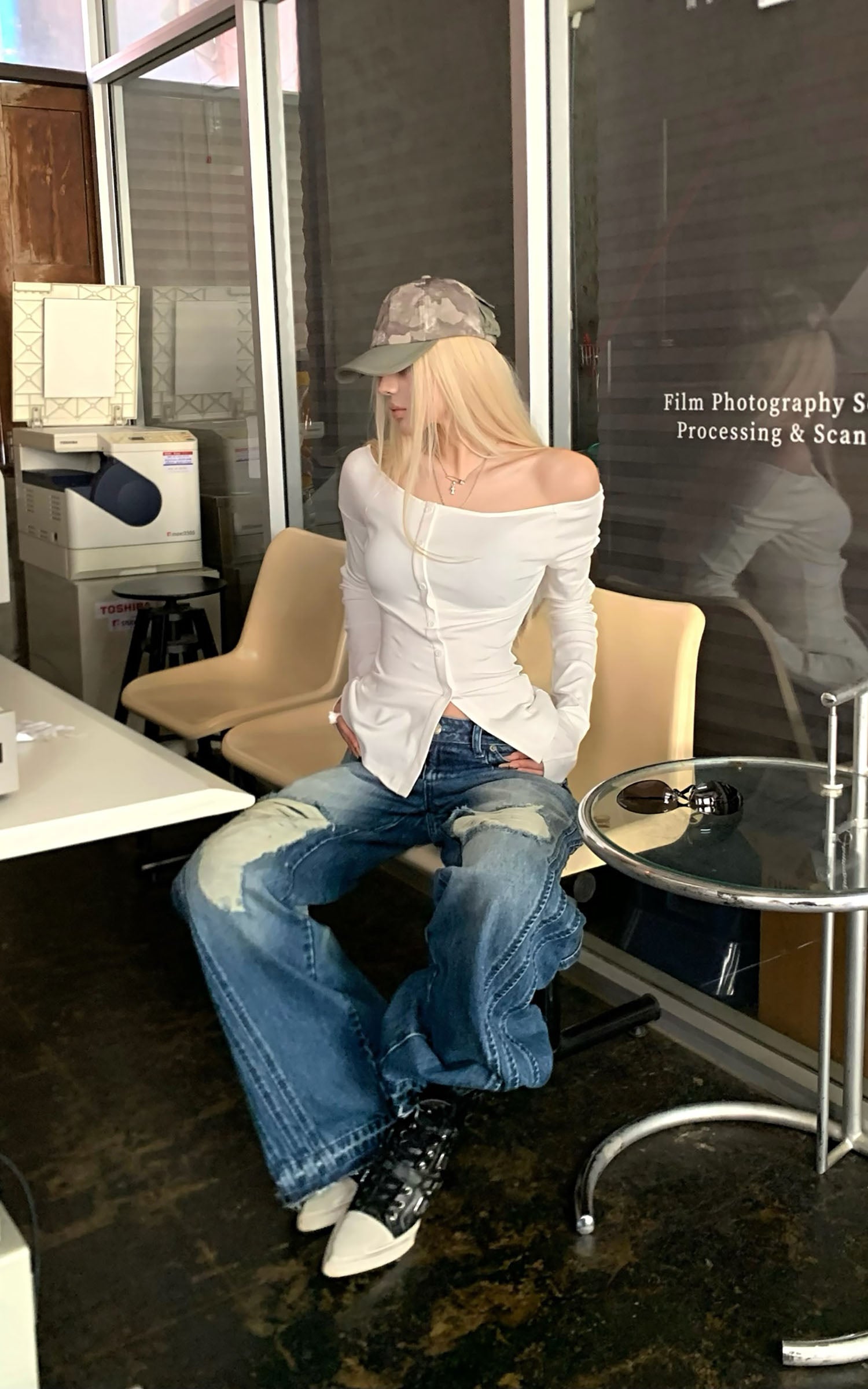 Rase Le Sol Vintage Washed Ripped Jeans - PINKPARKS