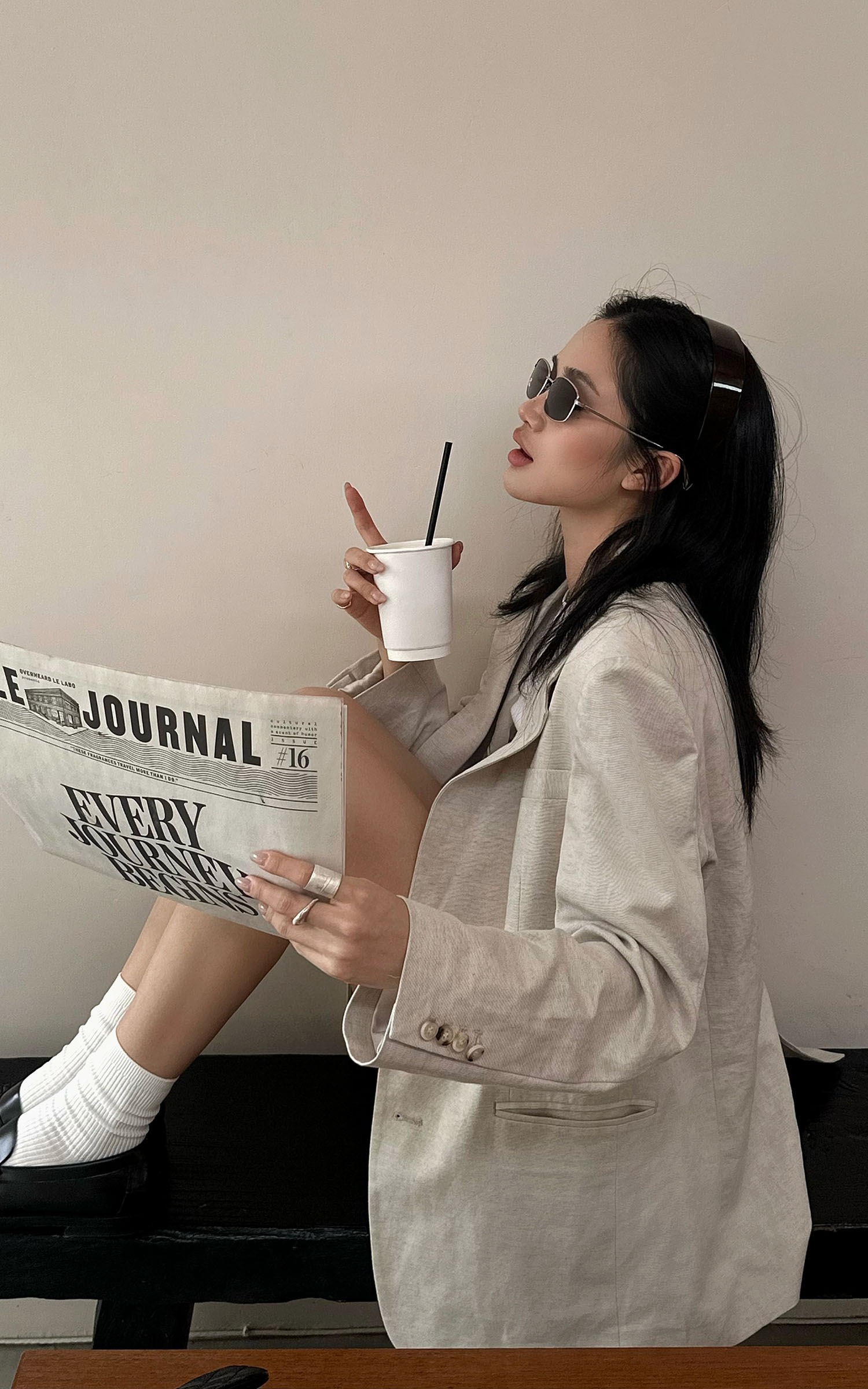 ROVENTE Linen-Blend Blazer &amp; Pleated Mini Skirt Set - PINKPARKS