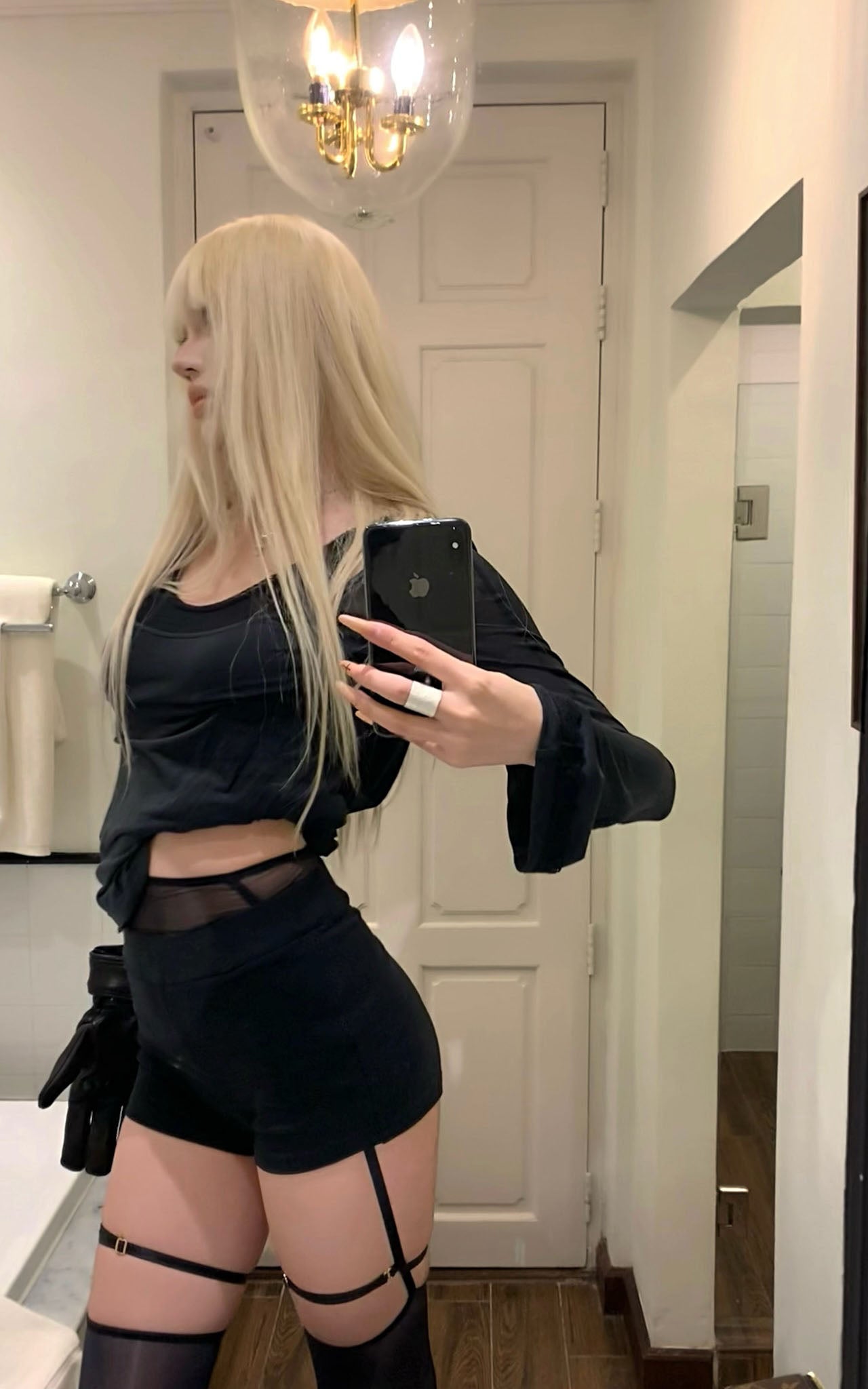 Rase Le Sol Lace Detail Hoodie &amp; Shorts Set - PINKPARKS