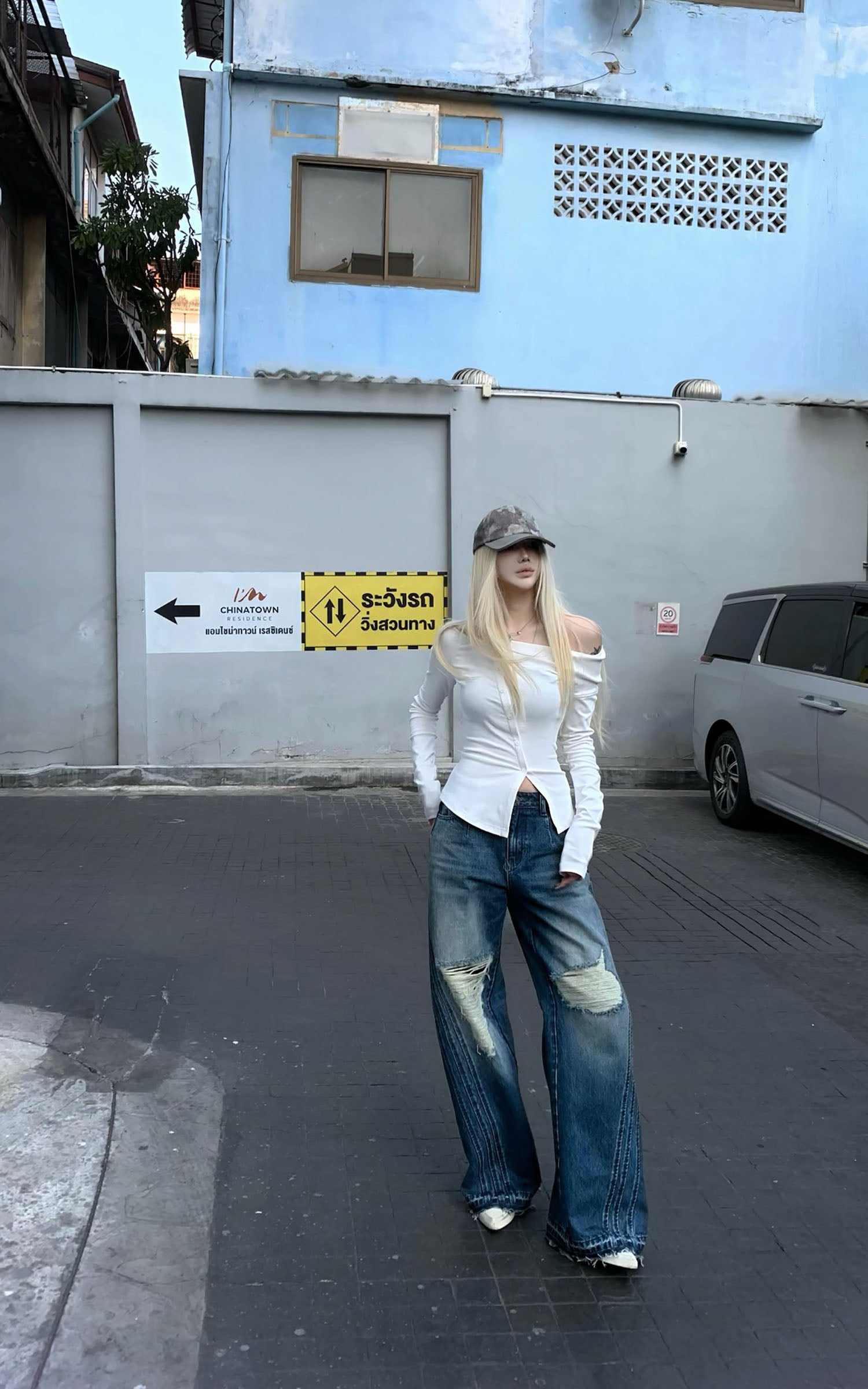 Rase Le Sol Vintage Washed Ripped Jeans - PINKPARKS