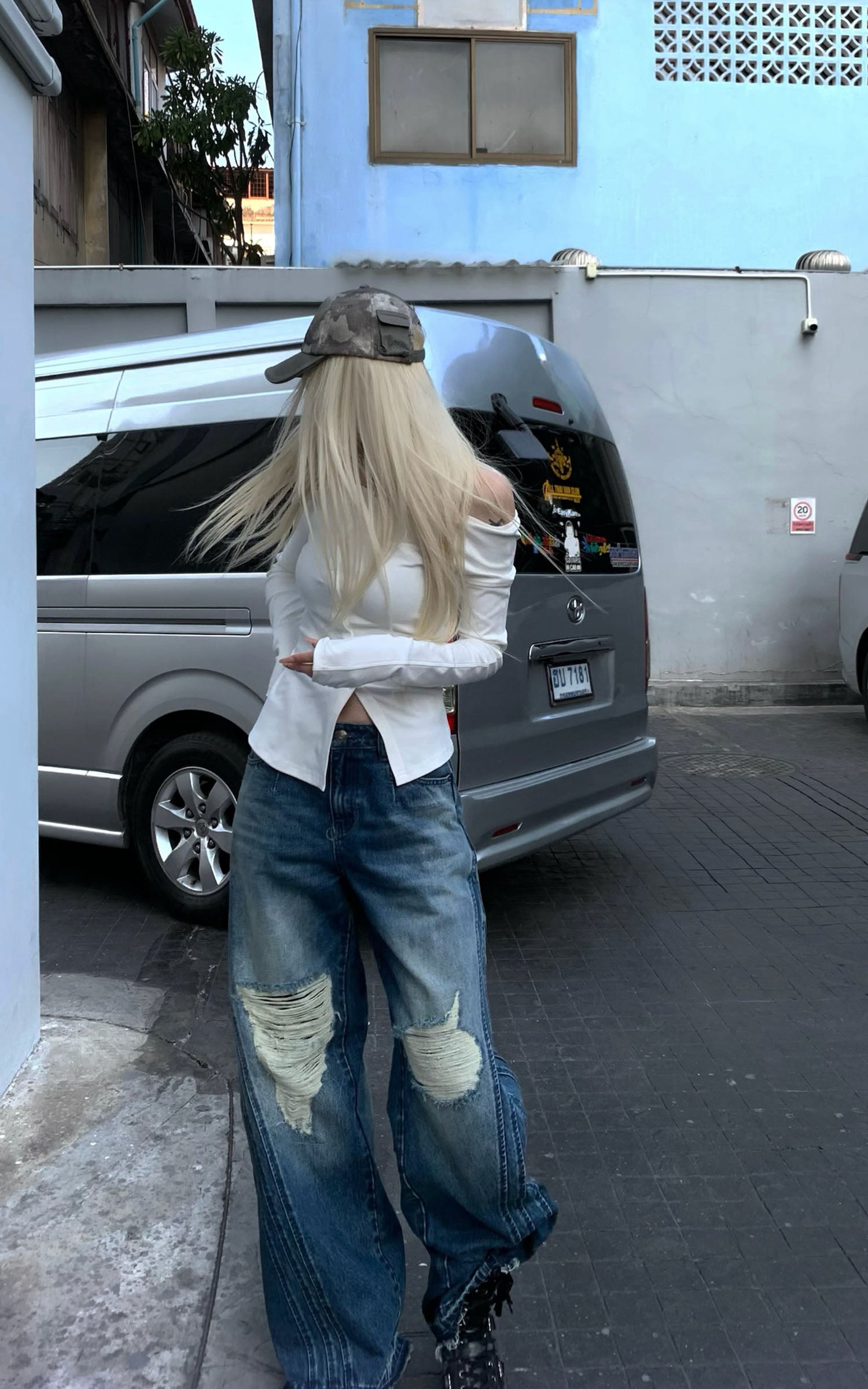 Rase Le Sol Vintage Washed Ripped Jeans - PINKPARKS