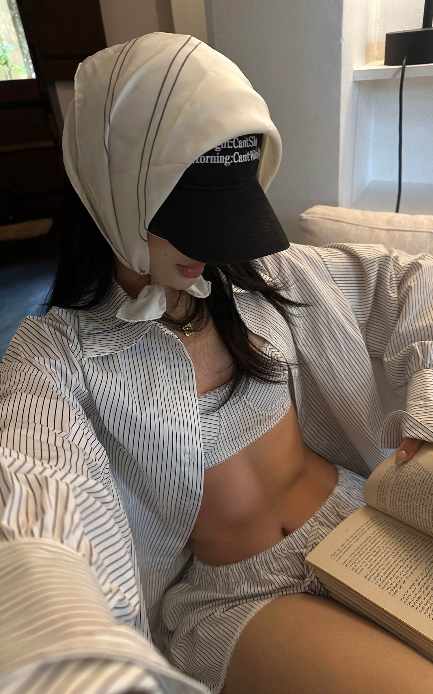 ROVENTE Striped Cotton Three-Piece Lounge Set - PINKPARKS