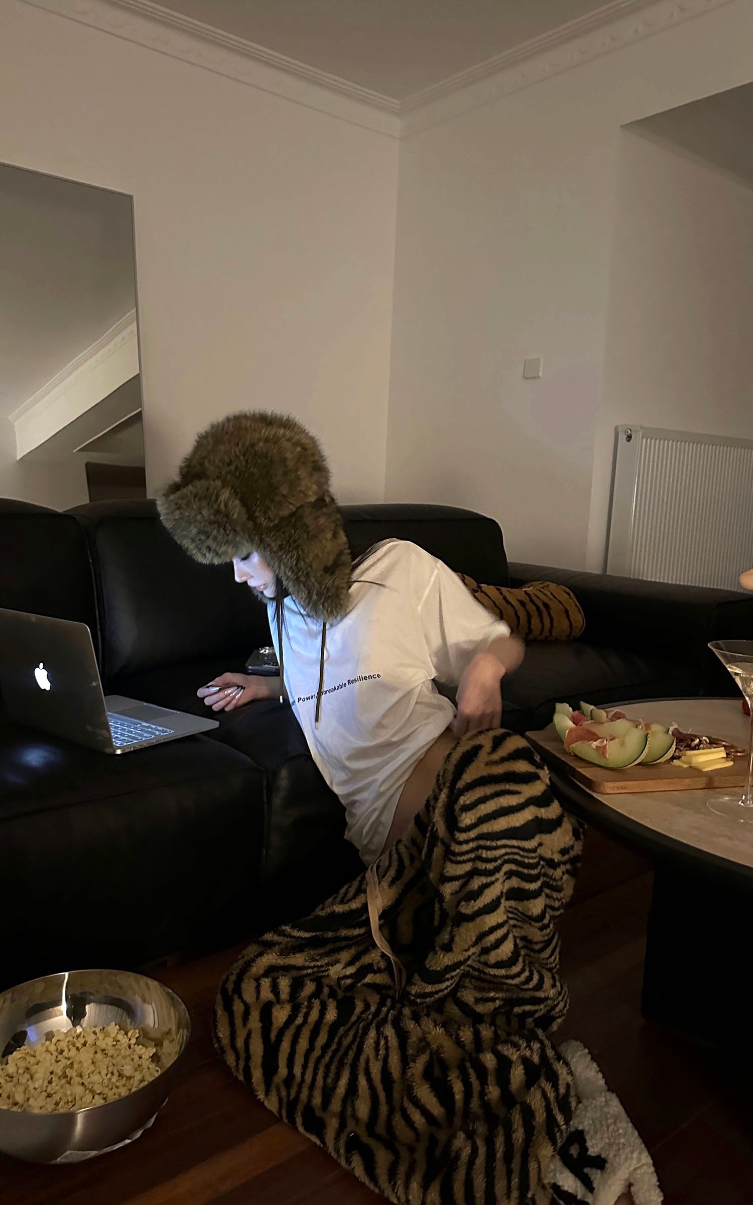 0122stepll タイガープリントワイドレッグパンツ