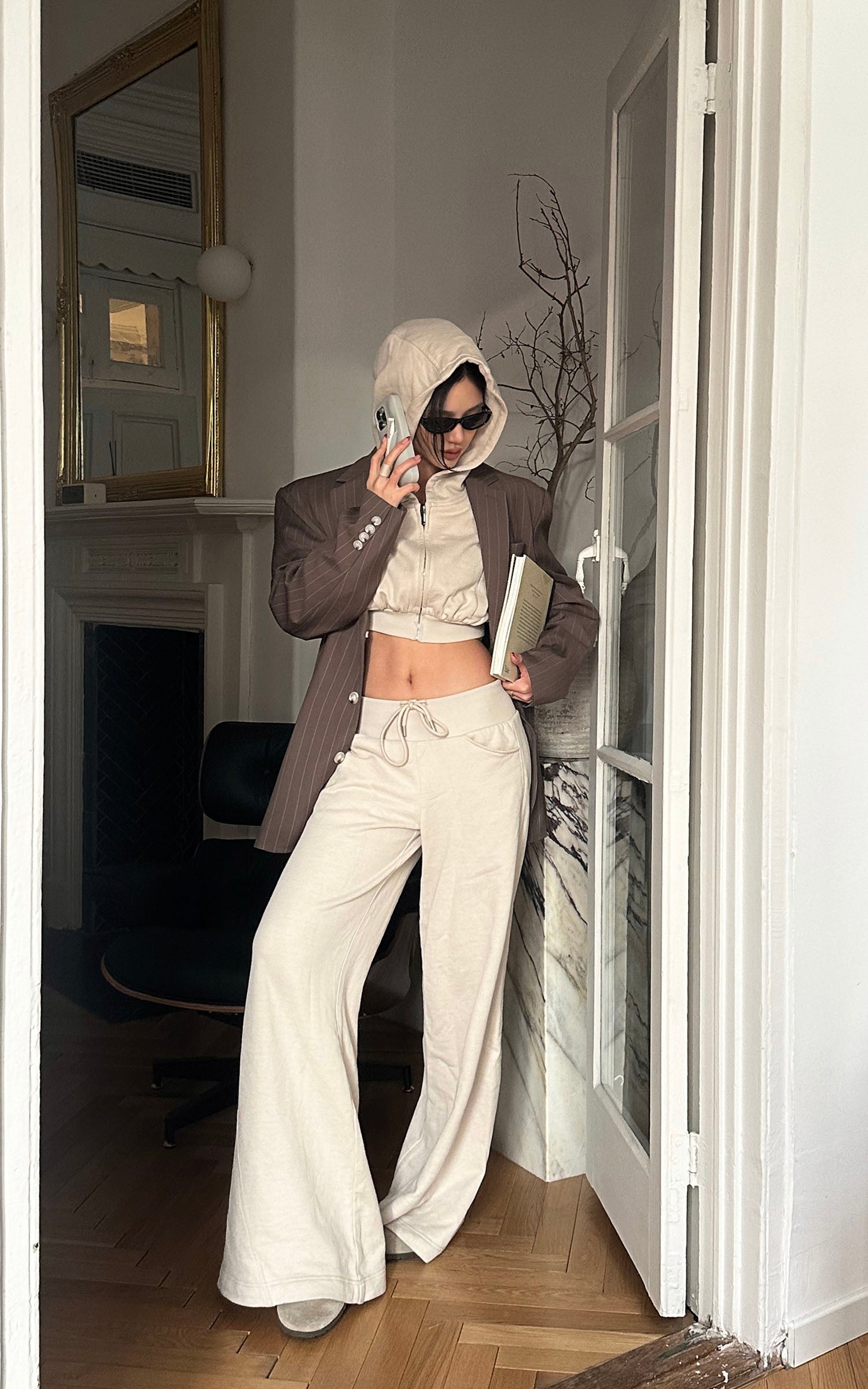 ROVENTE Wide-Leg Drawstring Sweatpants - PINKPARKS