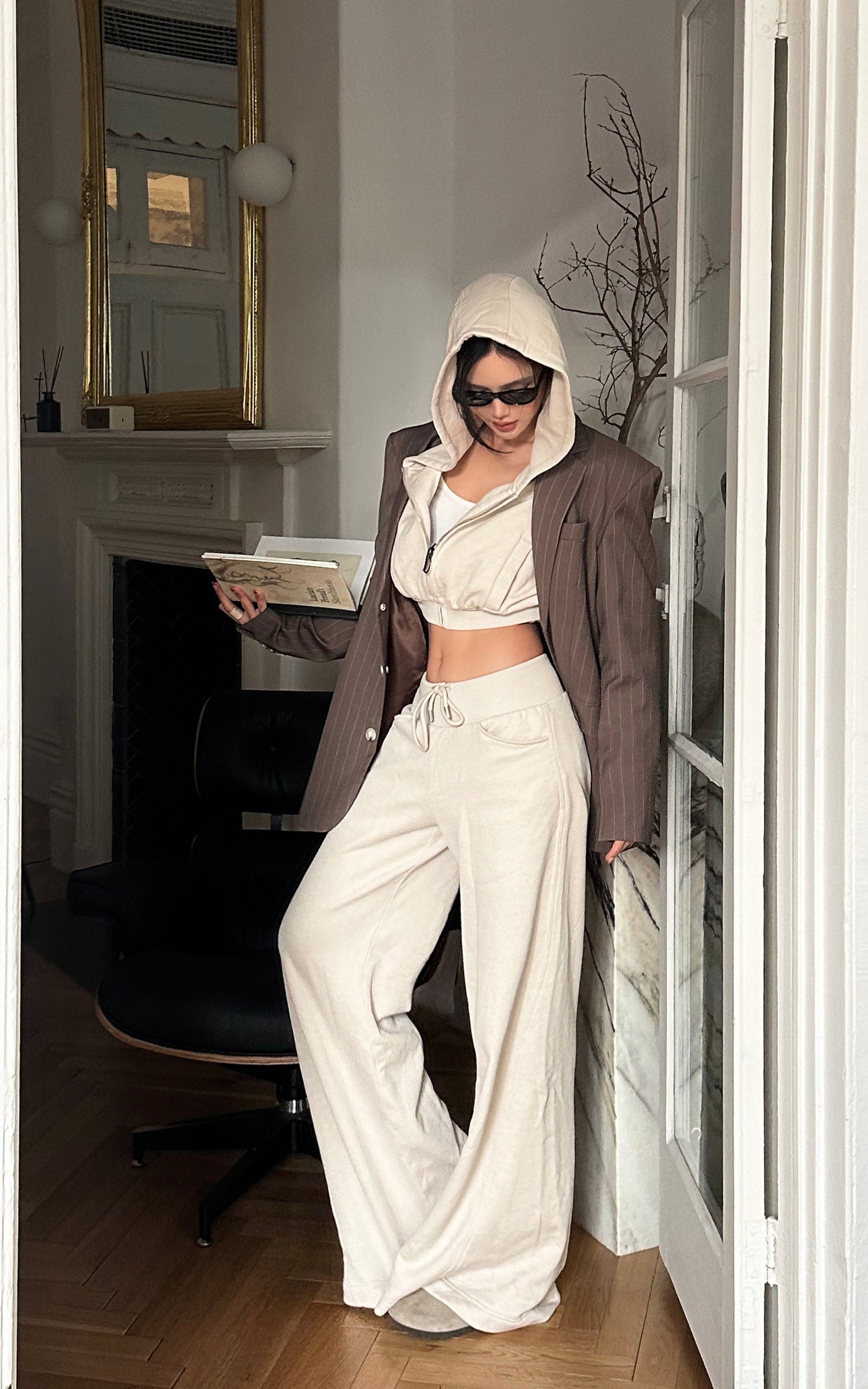 ROVENTE Wide-Leg Drawstring Sweatpants - PINKPARKS