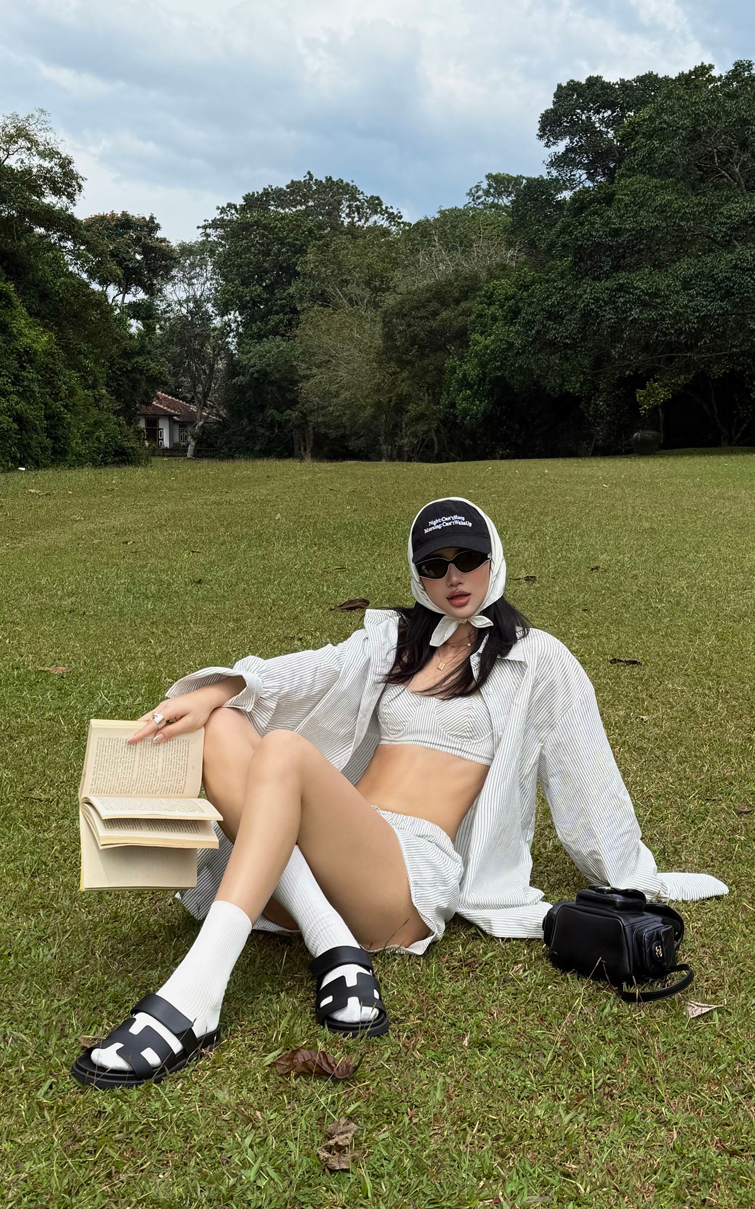 ROVENTE Striped Cotton Three-Piece Lounge Set - PINKPARKS