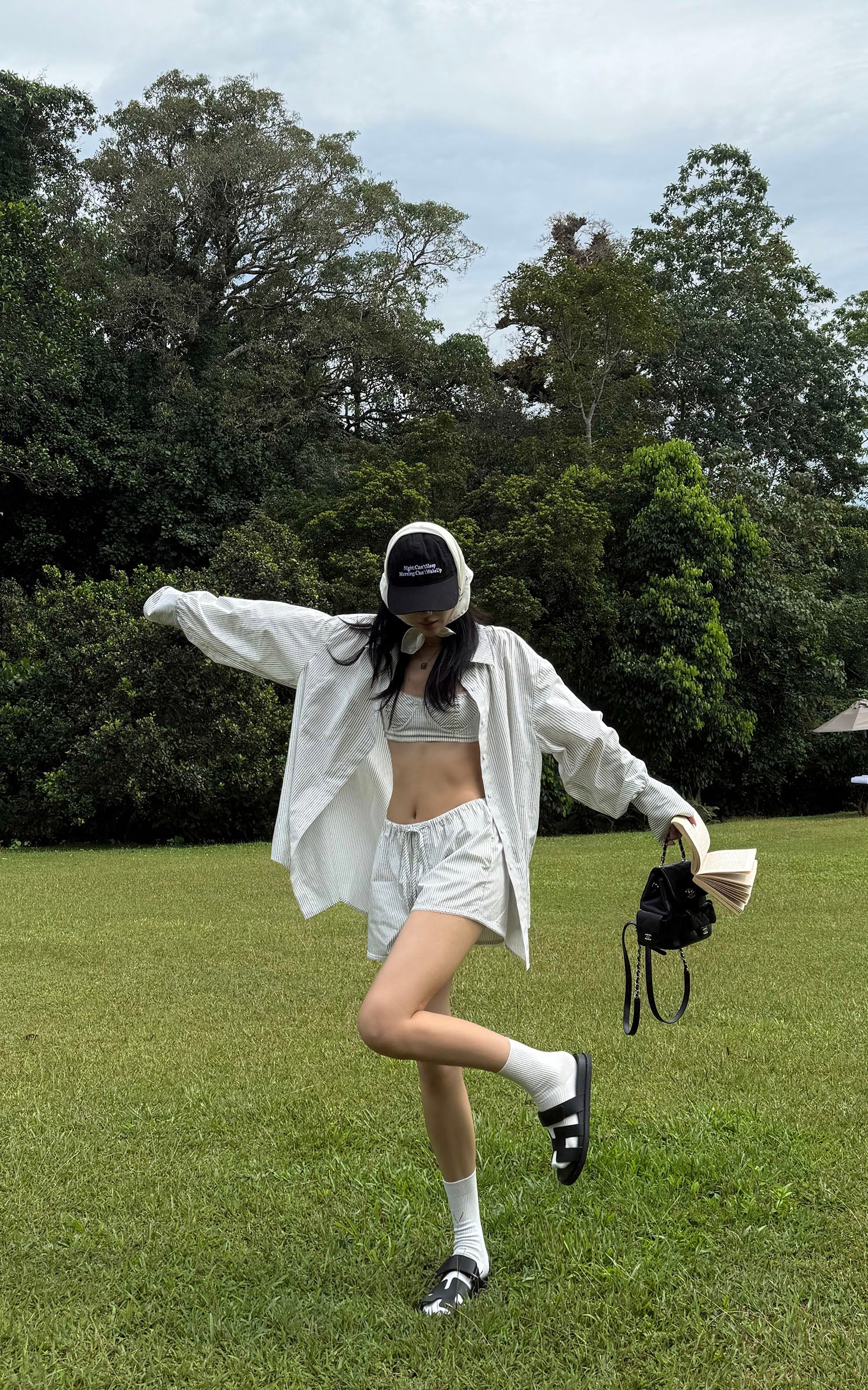 ROVENTE Striped Cotton Three-Piece Lounge Set - PINKPARKS