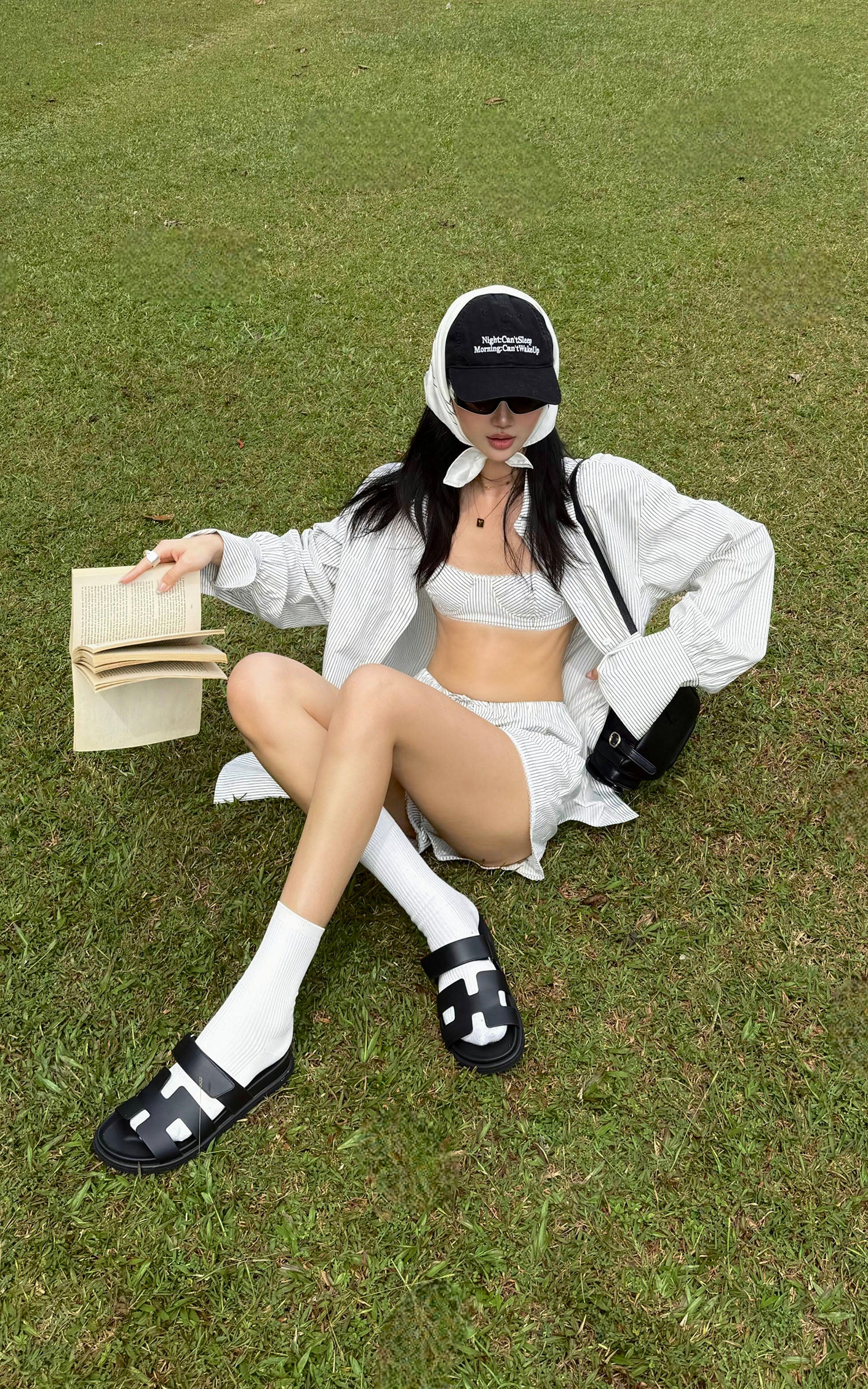 ROVENTE Striped Cotton Three-Piece Lounge Set - PINKPARKS