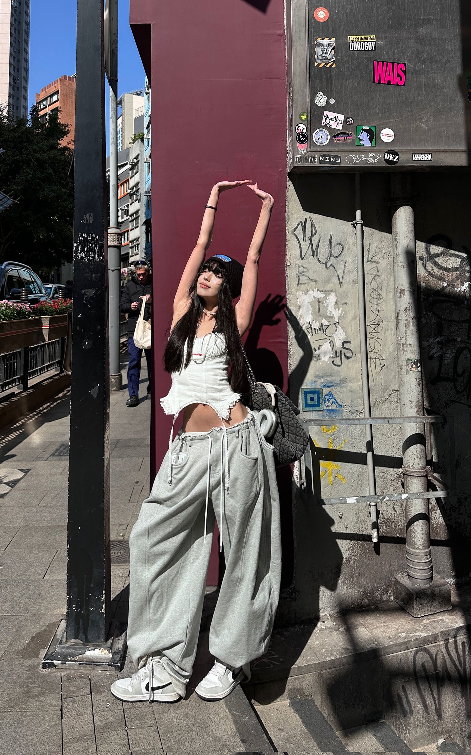 WARDEN EDGE Drawstring Casual Wide-Leg Sweatpants - PINKPARKS