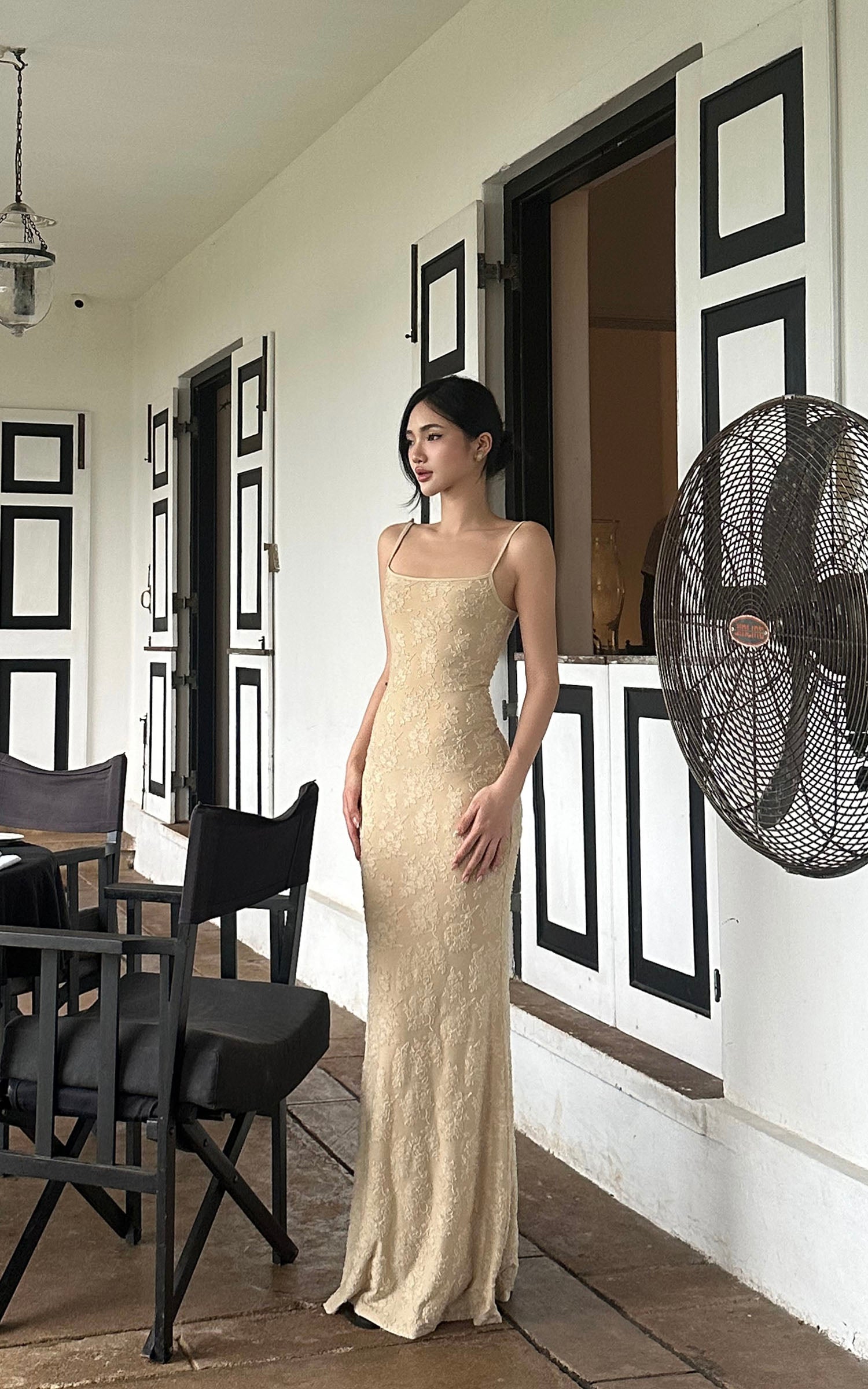 ROVENTE Floral Lace Sculpted Slip Maxi Dress - PINKPARKS