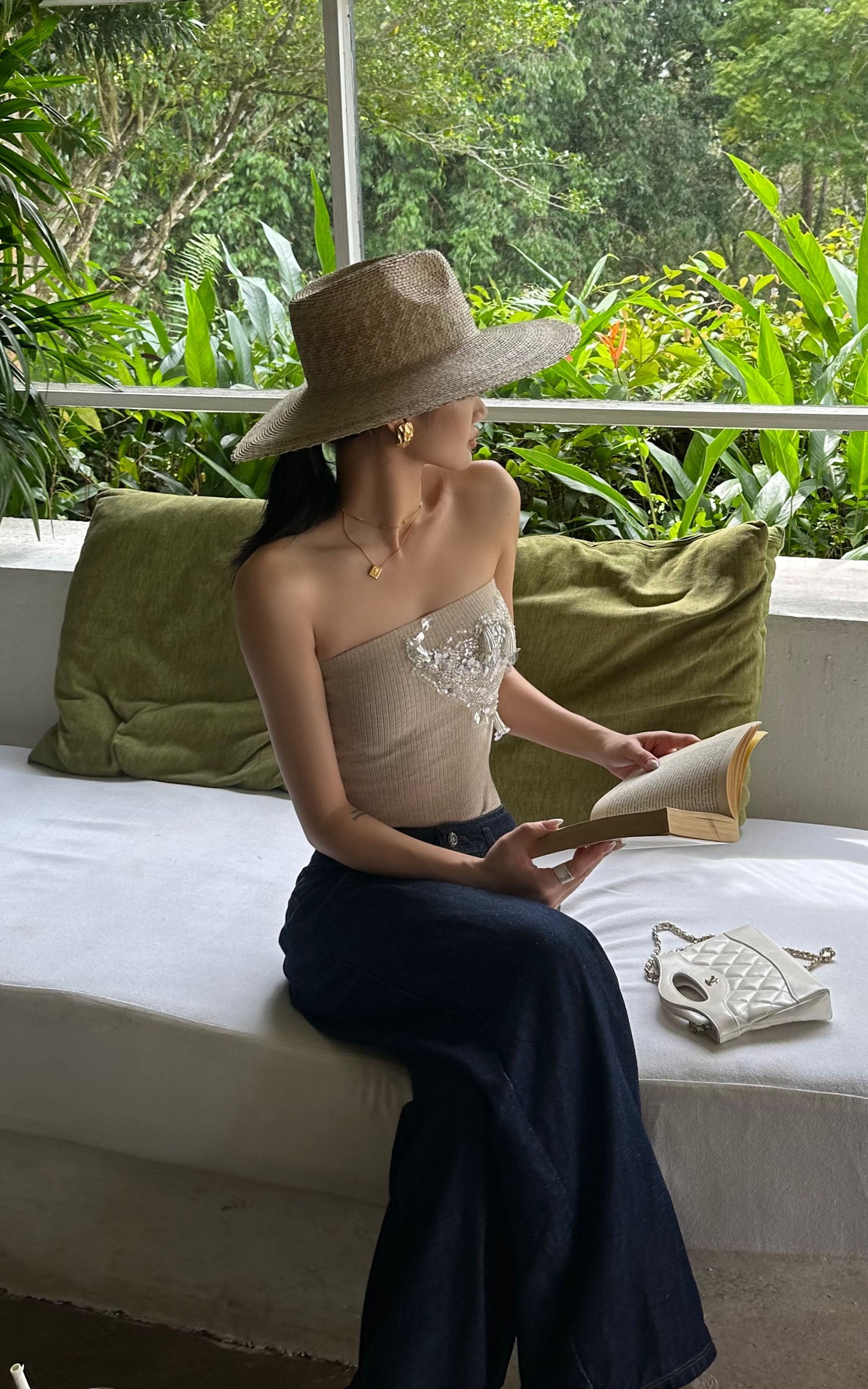 ROVENTE Embellished Strapless Knit Top - PINKPARKS