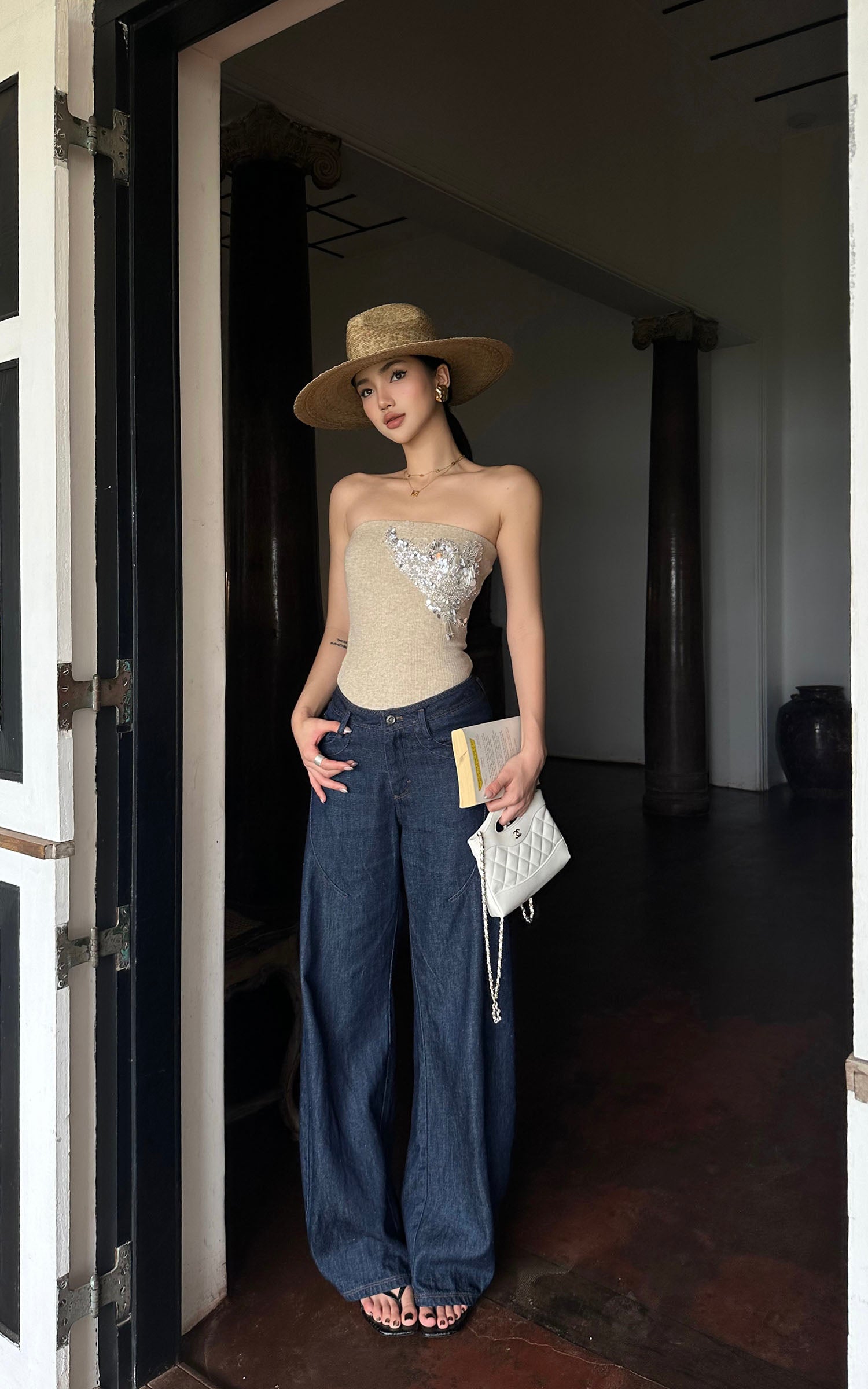 ROVENTE Embellished Strapless Knit Top - PINKPARKS