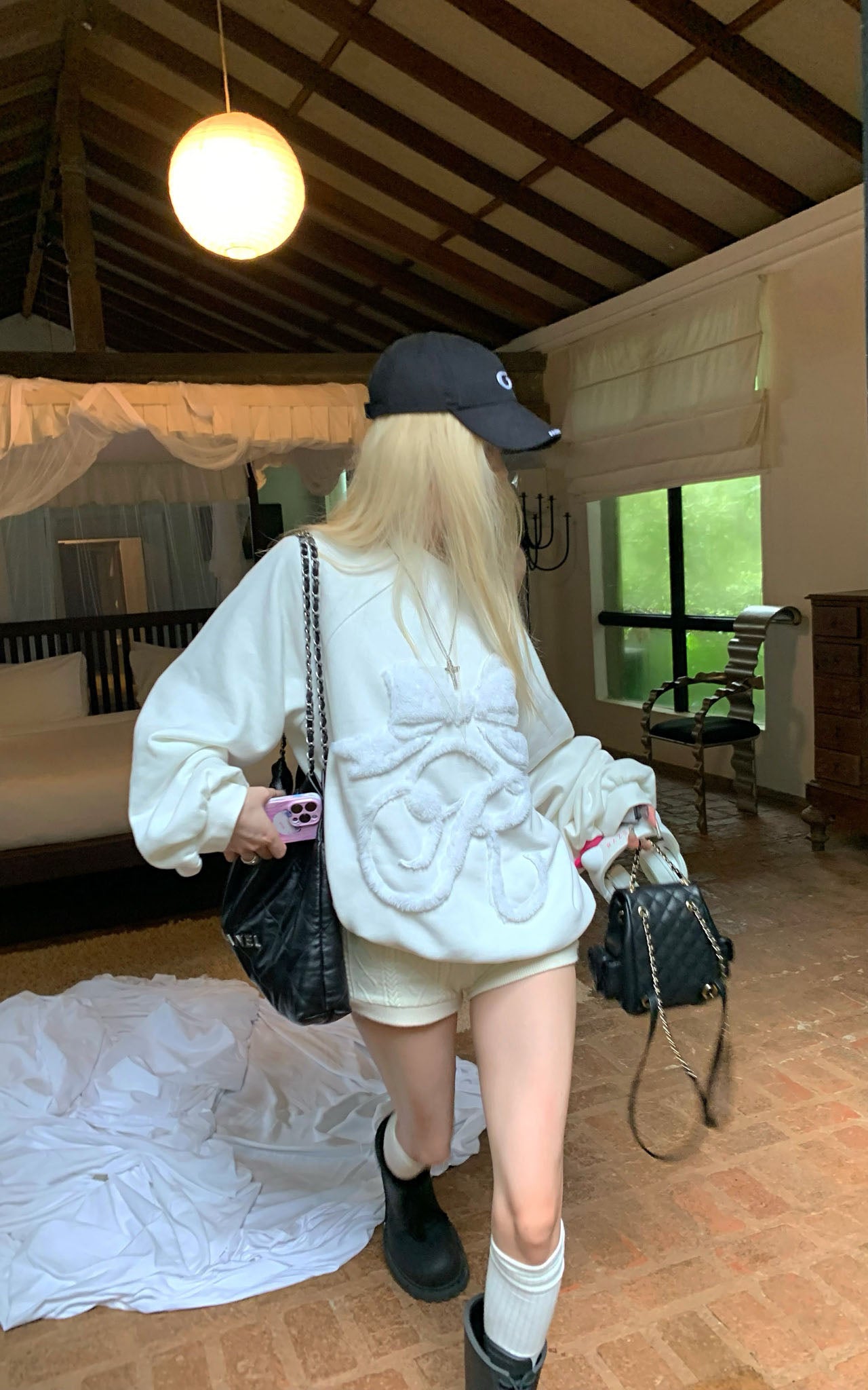 Rase le sol Textured Cable Knit Shorts - PINKPARKS