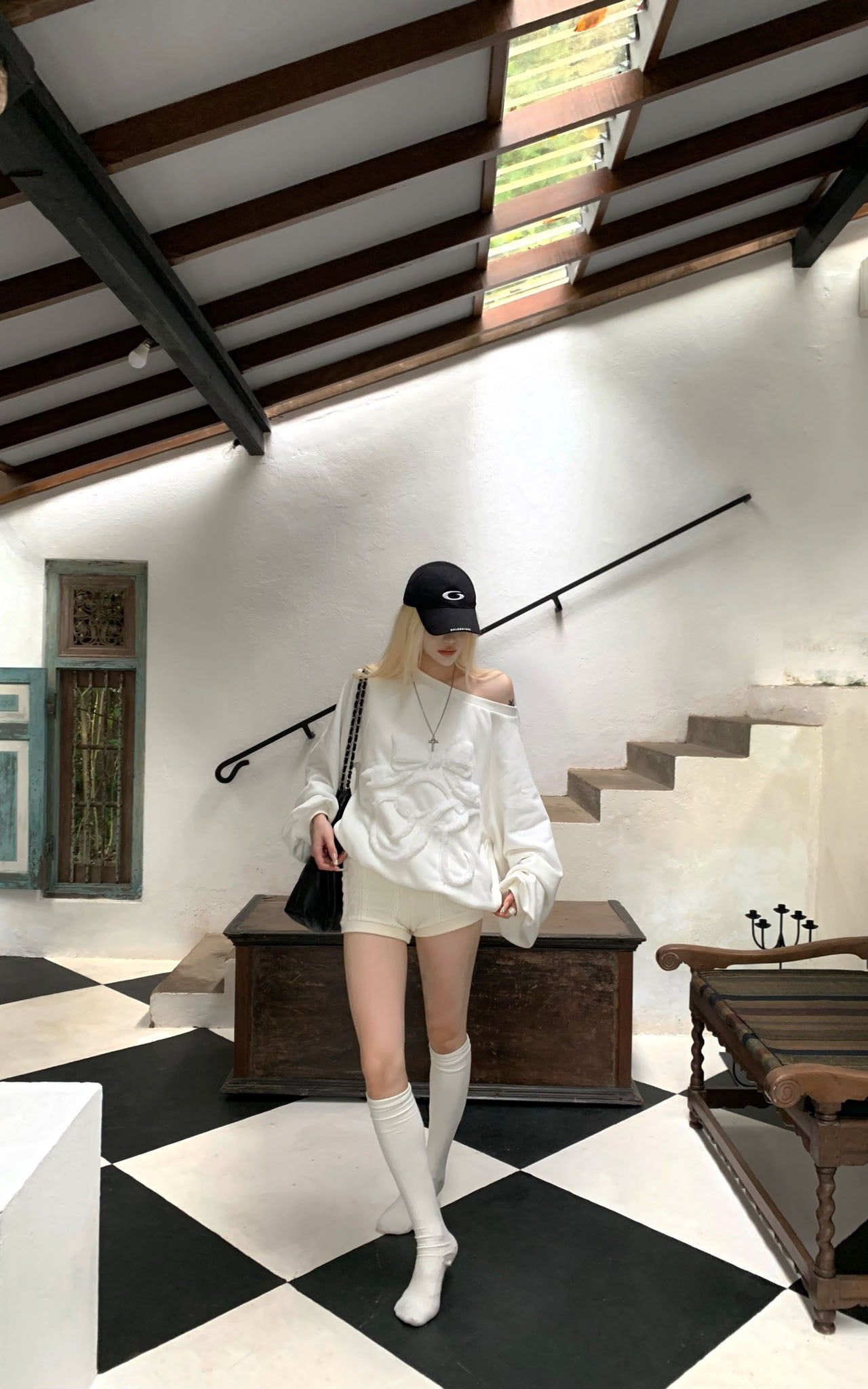 Rase le sol Textured Cable Knit Shorts - PINKPARKS