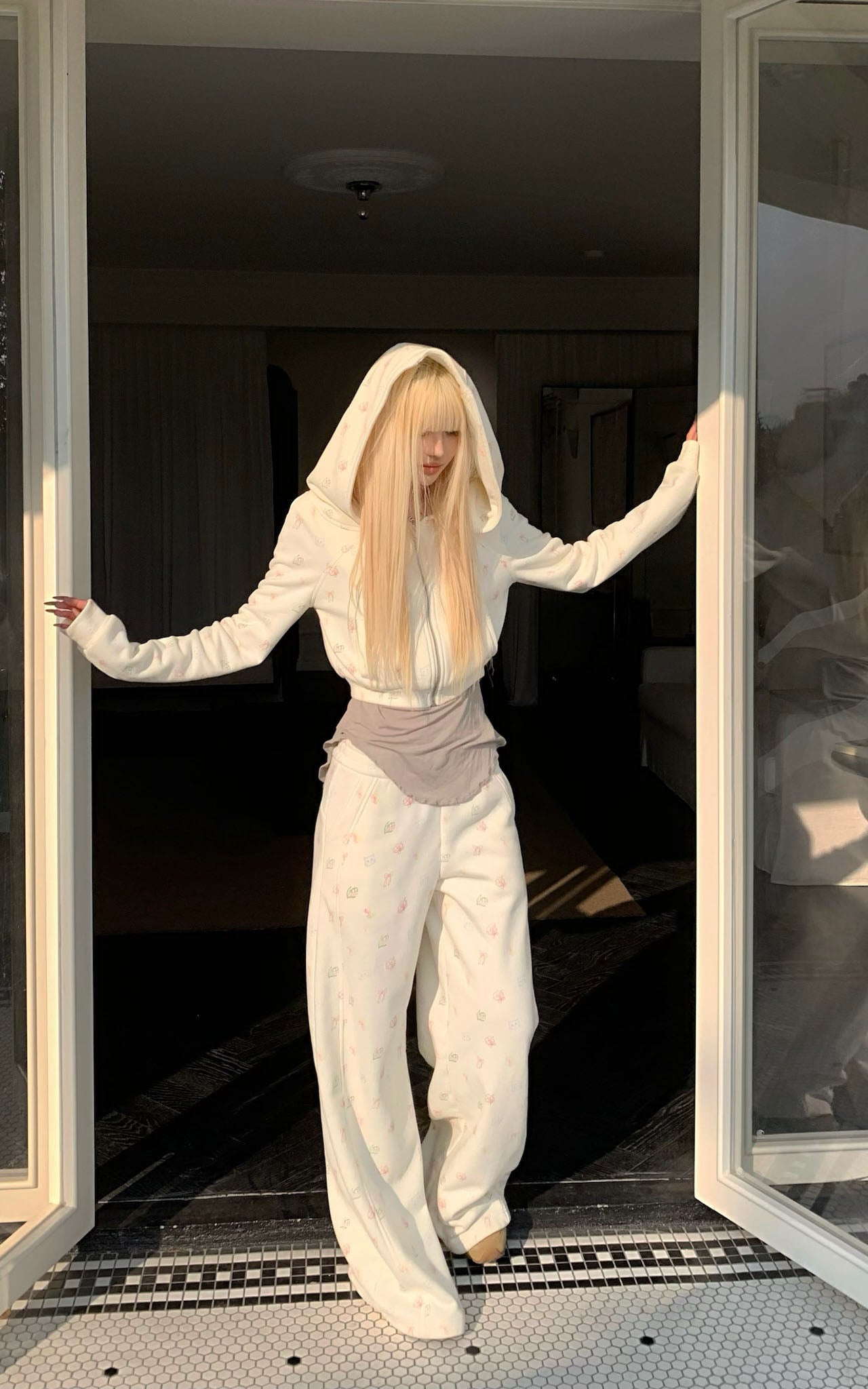 Rase le sol Cartoon Print Hoodie &amp; Sweatpants Set - PINKPARKS