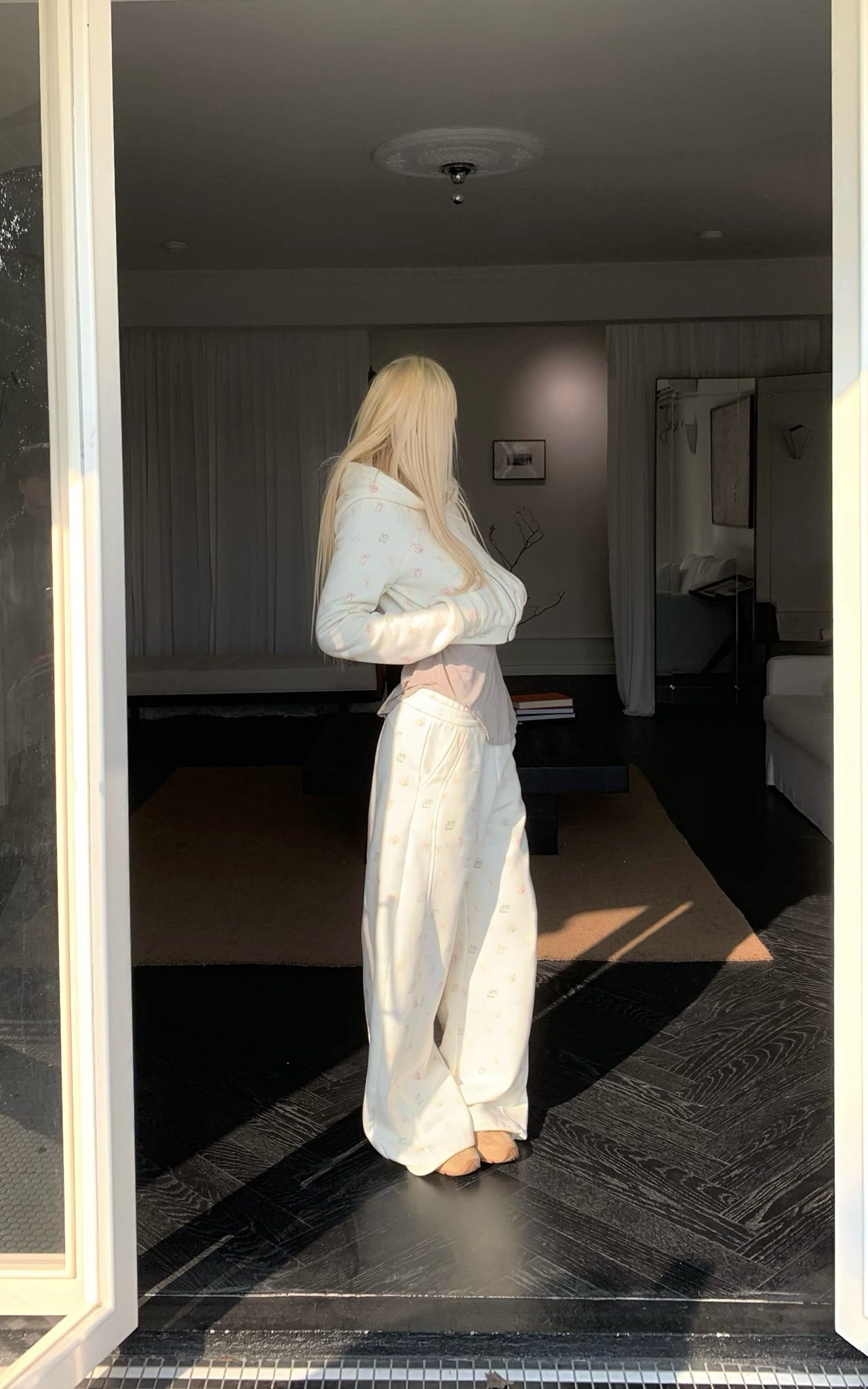 Rase le sol Cartoon Print Hoodie &amp; Sweatpants Set - PINKPARKS