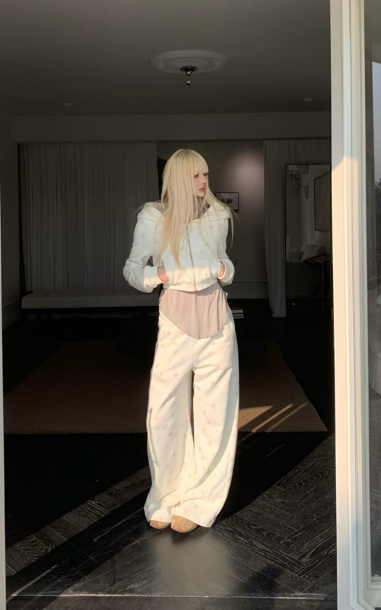 Rase le sol Cartoon Print Hoodie &amp; Sweatpants Set - PINKPARKS