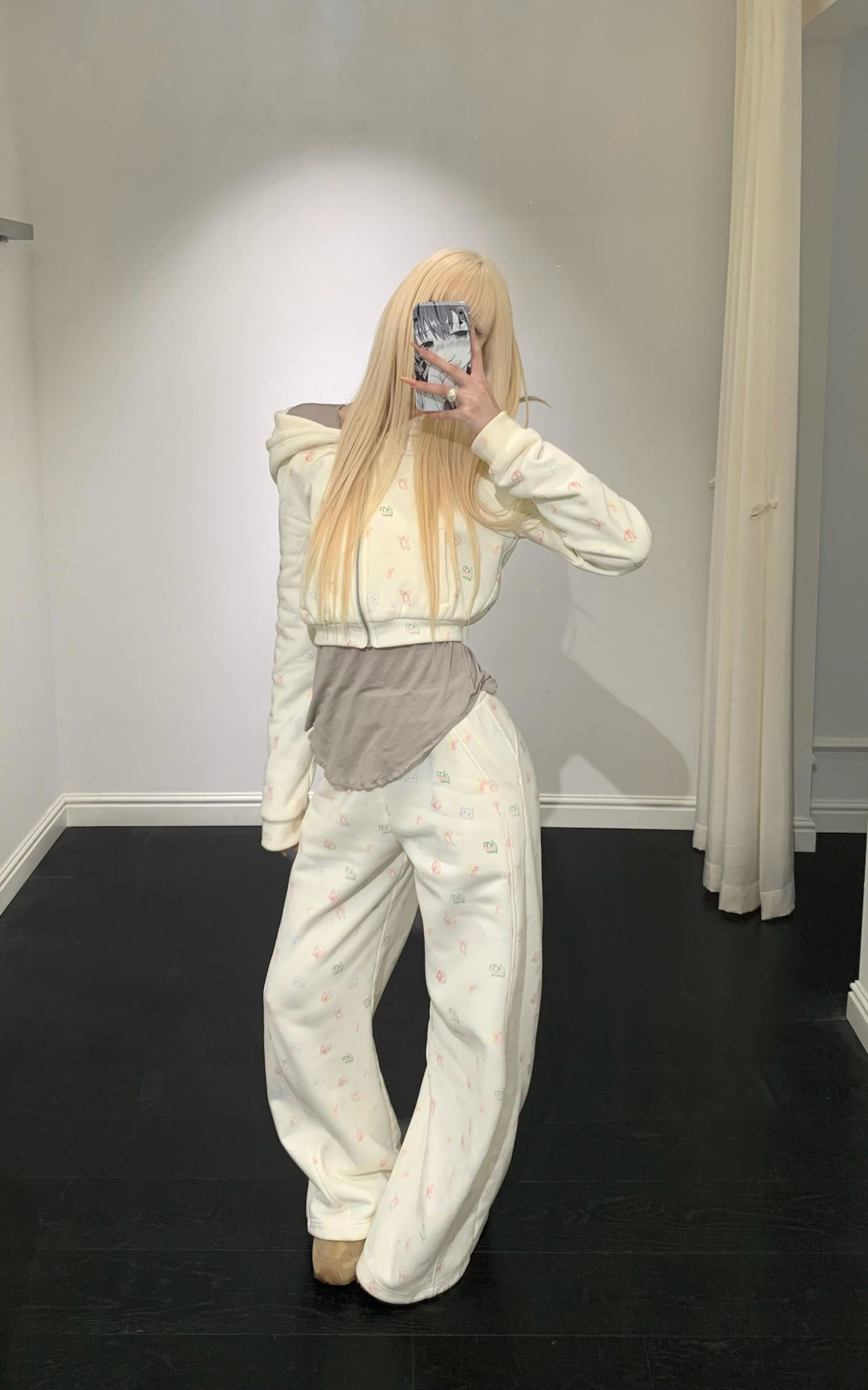 Rase le sol Cartoon Print Hoodie &amp; Sweatpants Set - PINKPARKS