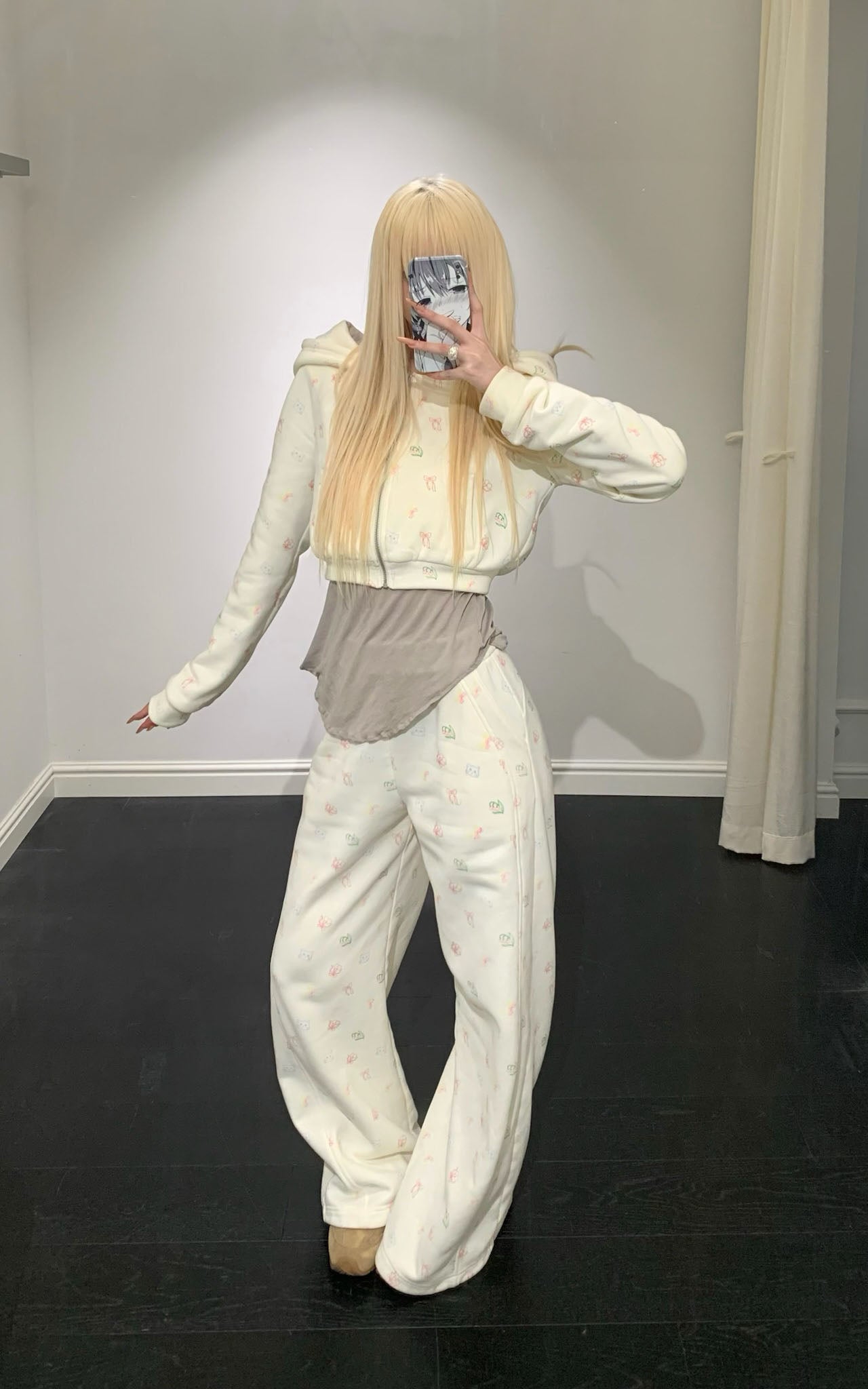 Rase le sol Cartoon Print Hoodie &amp; Sweatpants Set - PINKPARKS