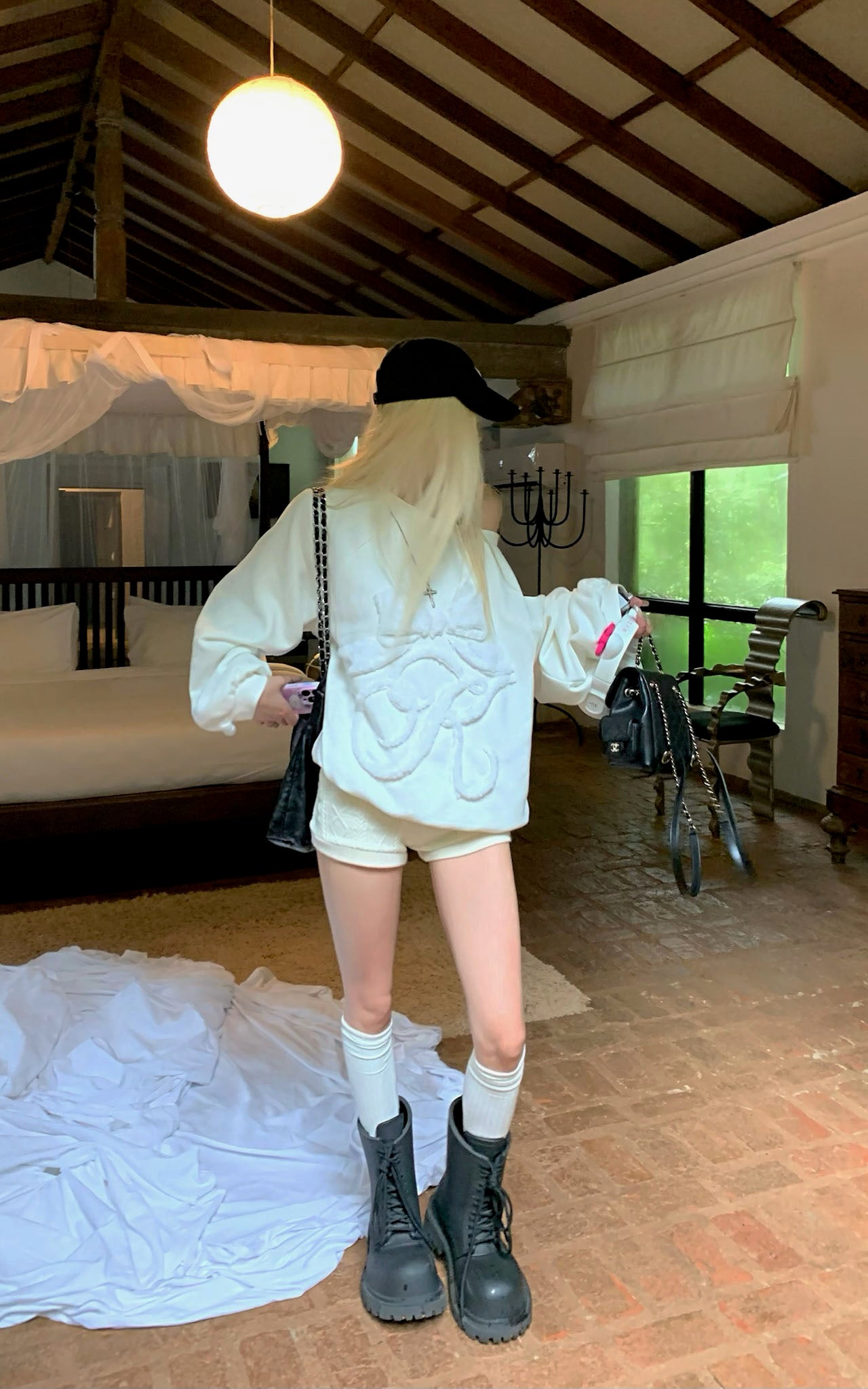 Rase le sol Textured Cable Knit Shorts - PINKPARKS