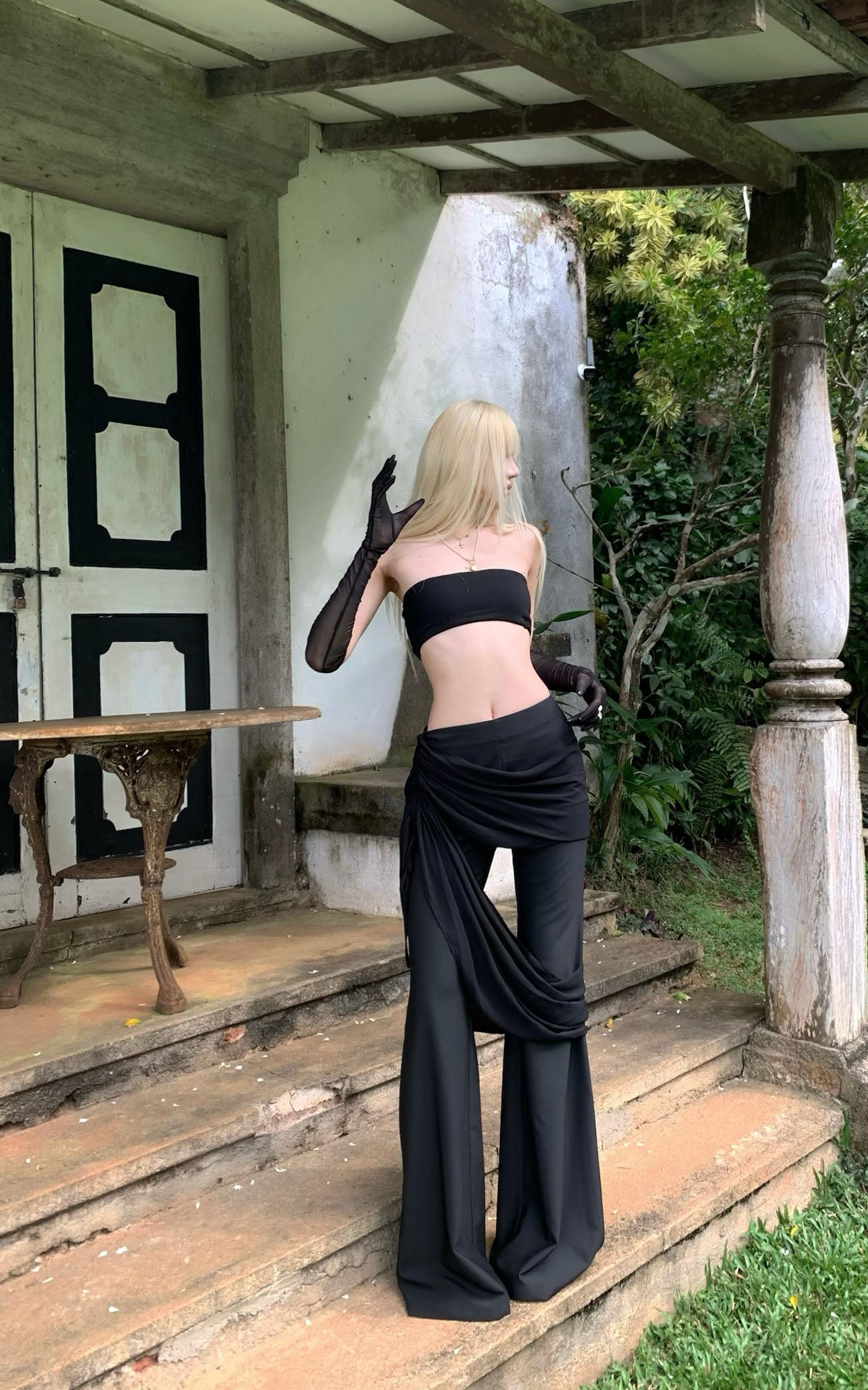 Rase le sol Draped Wide-Leg Flare Pants - PINKPARKS