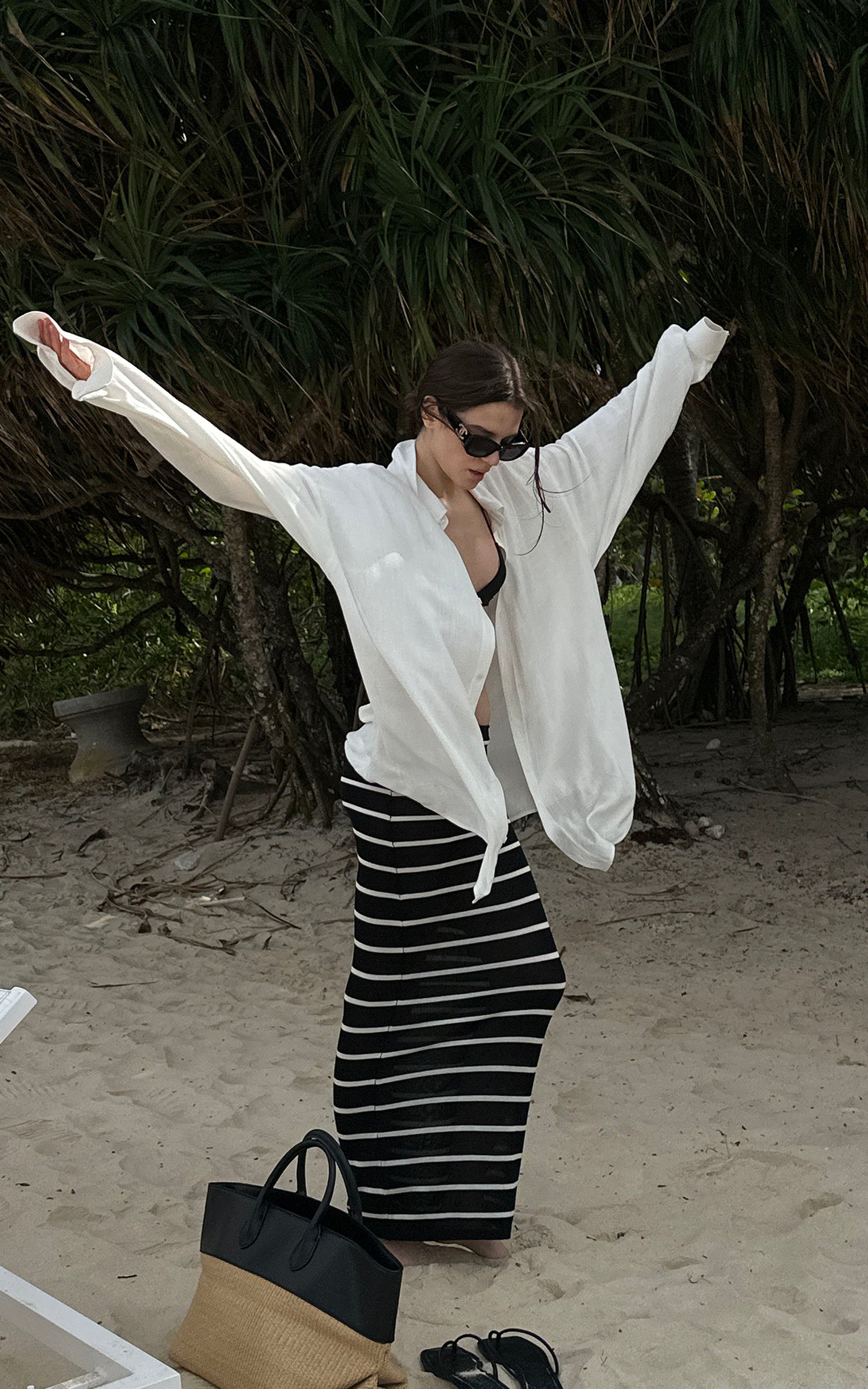 0122stepll リネンシャツ＆リラックスパンツセット