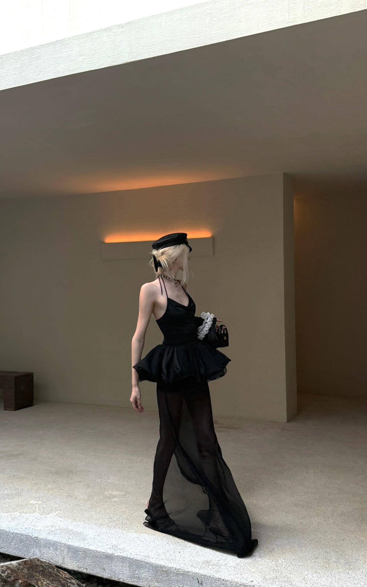 Rase le sol Sheer Layered Tulle Halter Dress - PINKPARKS