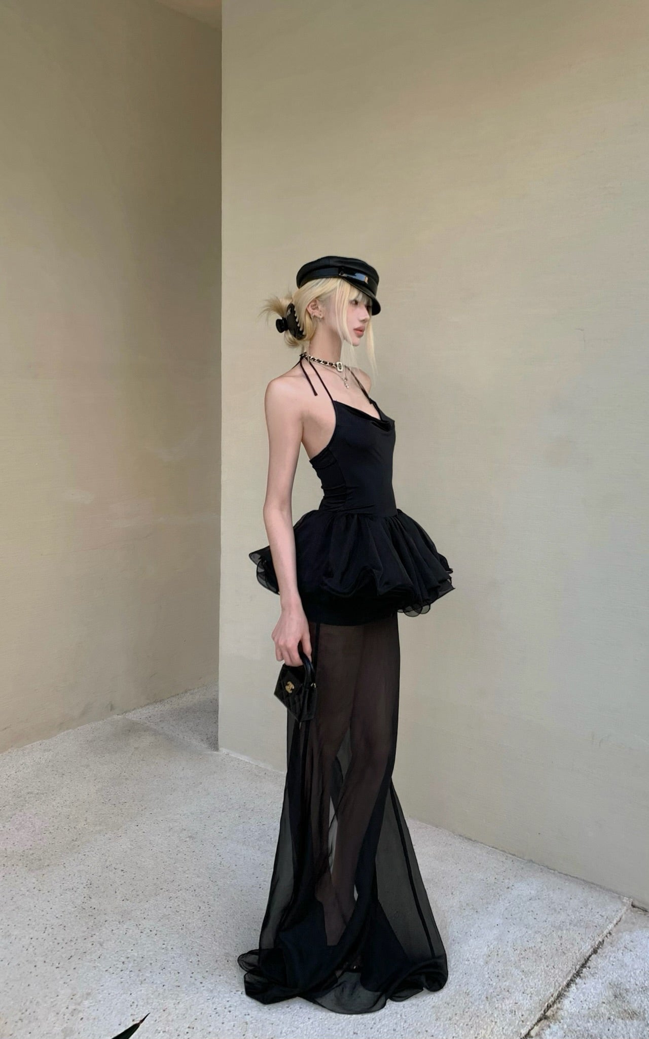 Rase le sol Sheer Layered Tulle Halter Dress - PINKPARKS