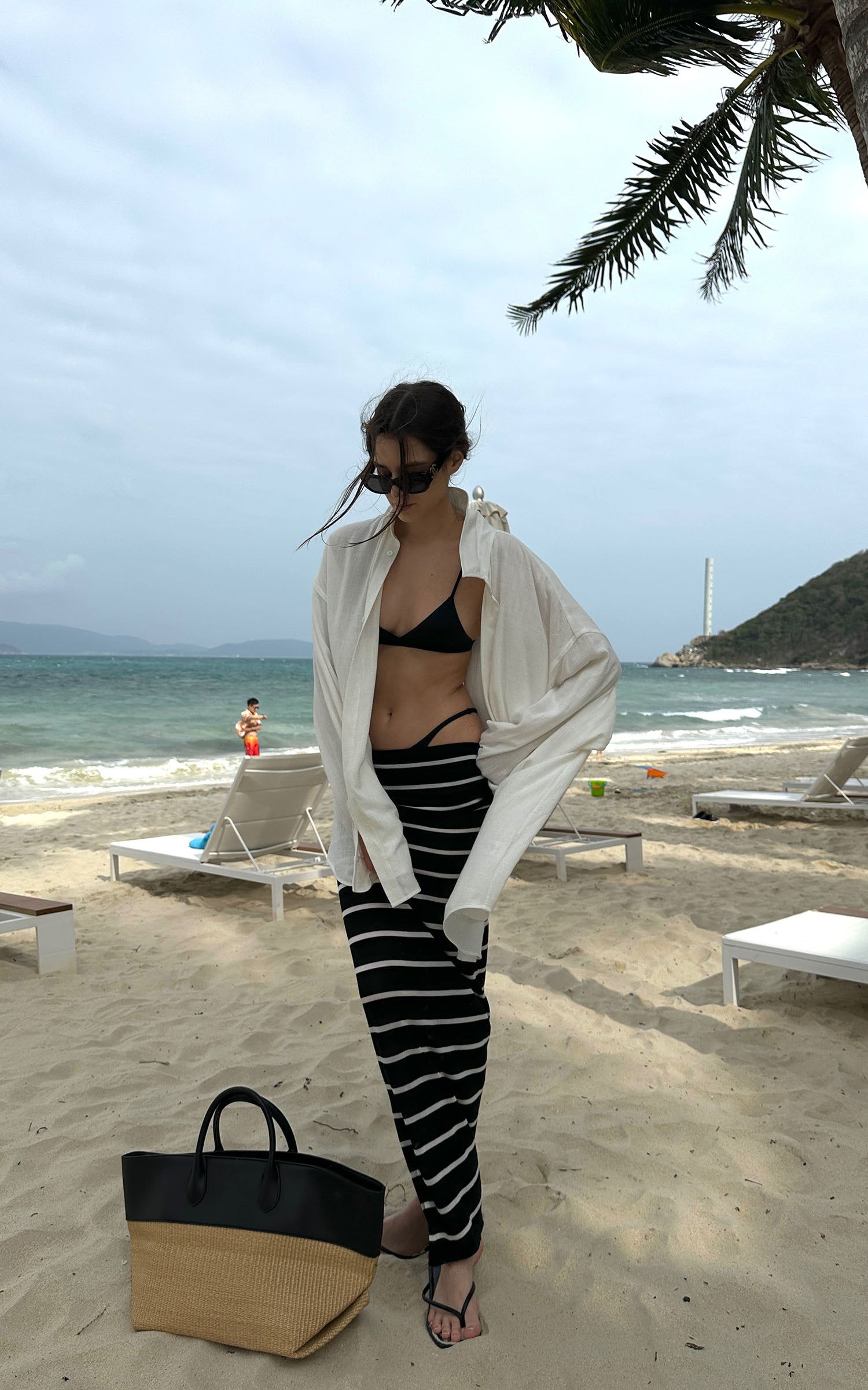 0122stepll ローライズストライプニットマキシスカート