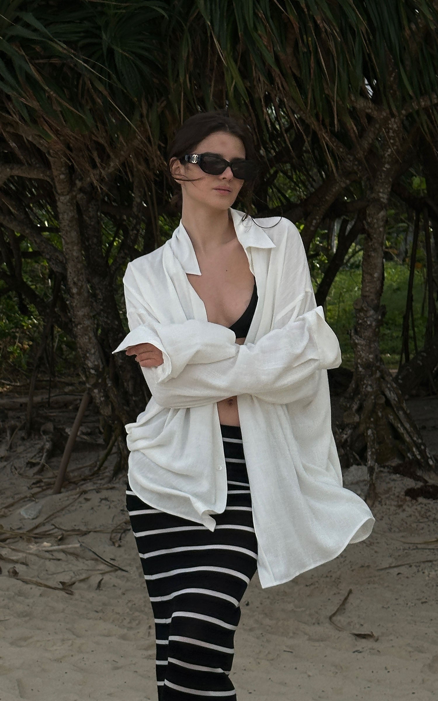 0122stepll ローライズストライプニットマキシスカート