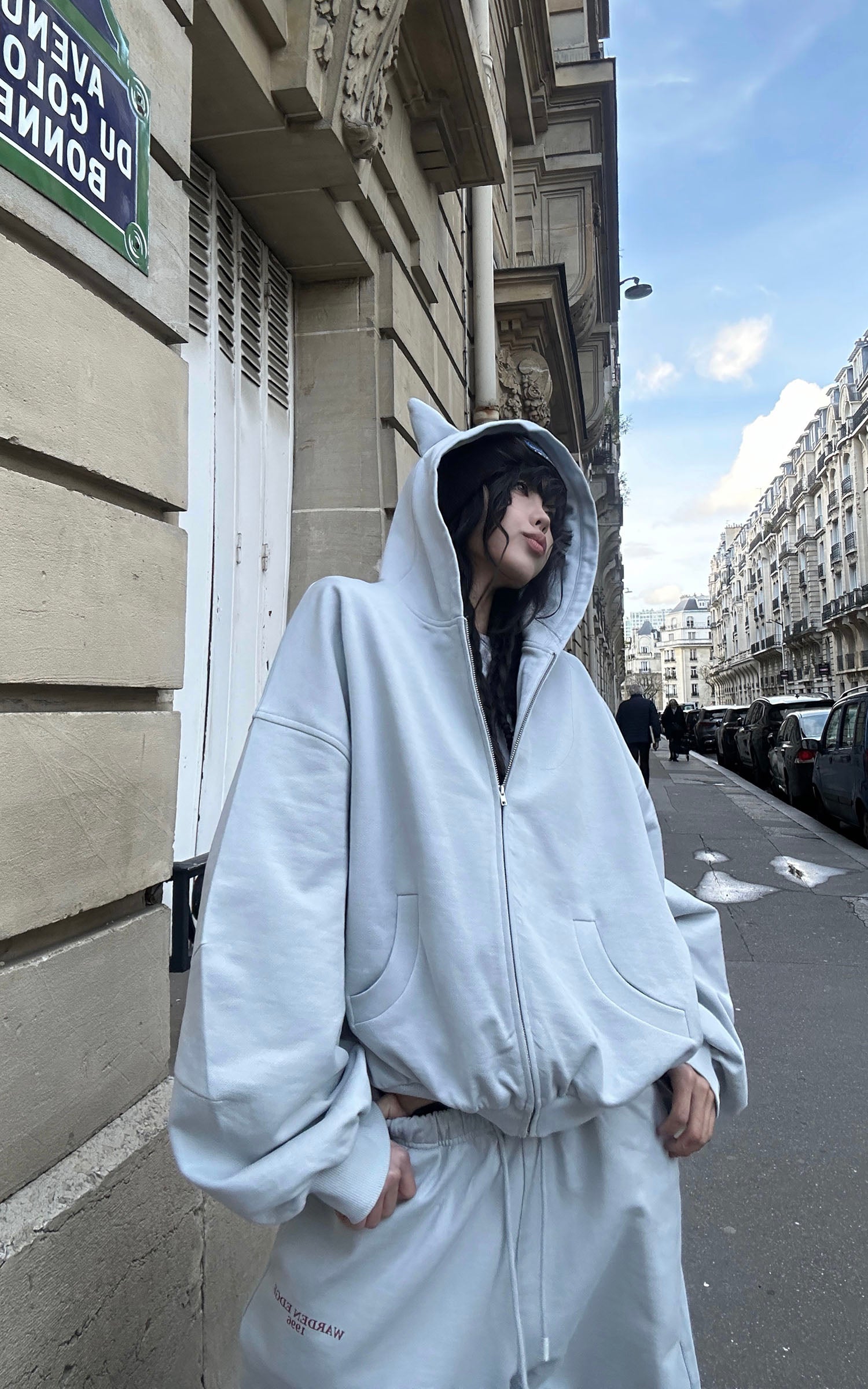 WARDEN EDGE Grey-Blue Hoodie Sweatpants Set - PINKPARKS