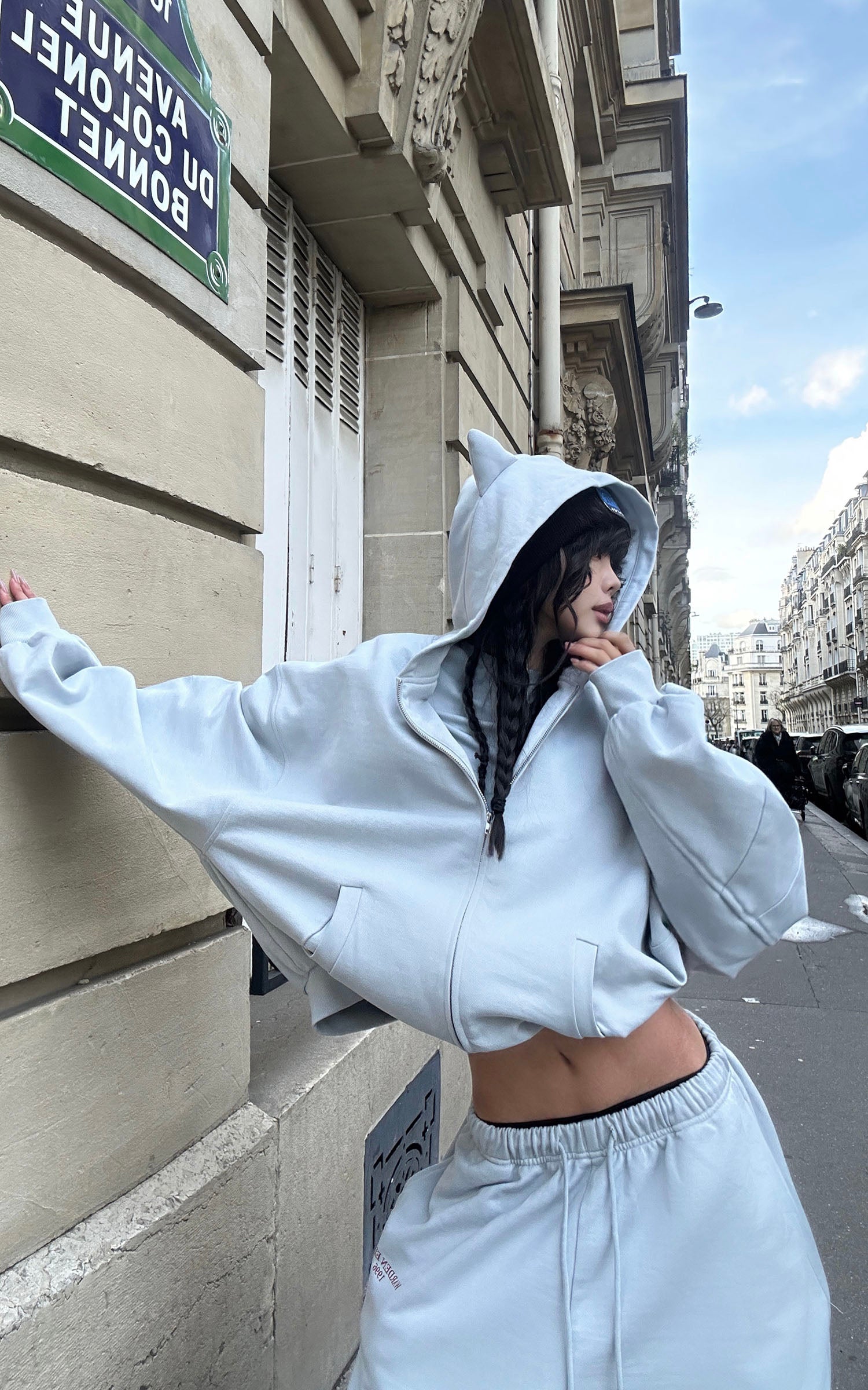 WARDEN EDGE Grey-Blue Hoodie Sweatpants Set - PINKPARKS