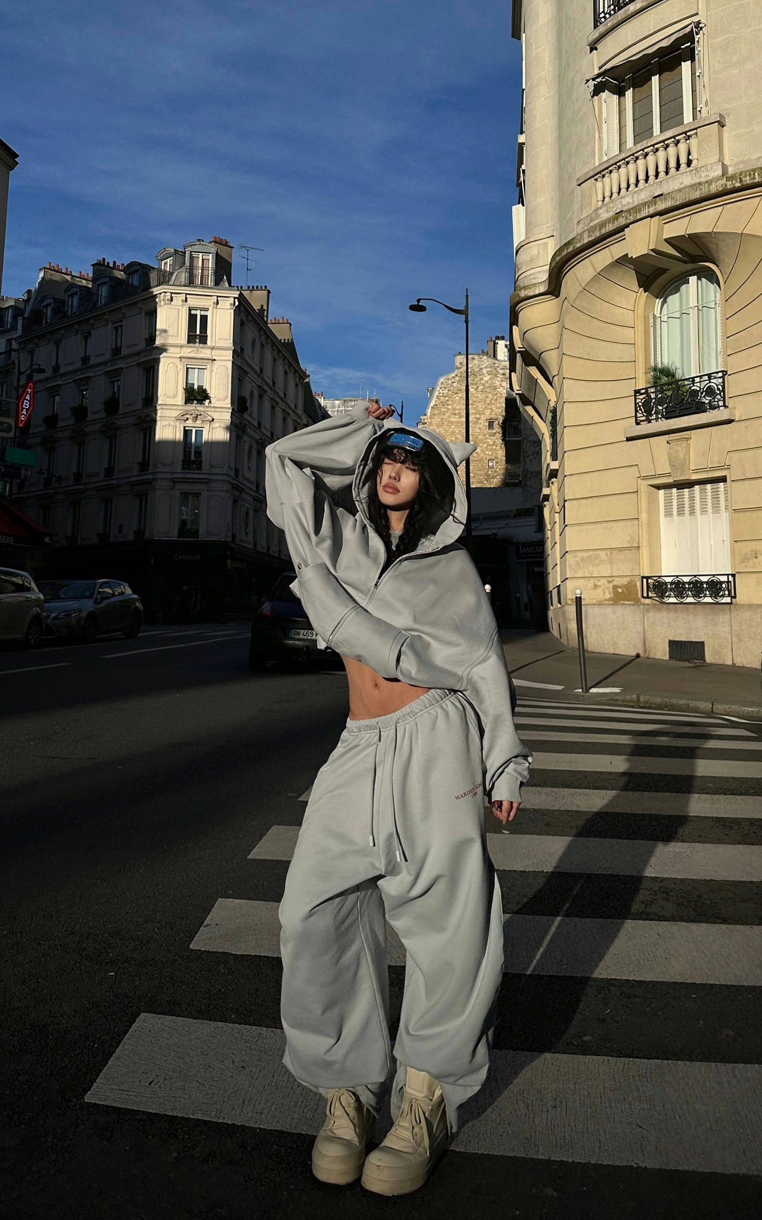 WARDEN EDGE Grey-Blue Hoodie Sweatpants Set - PINKPARKS