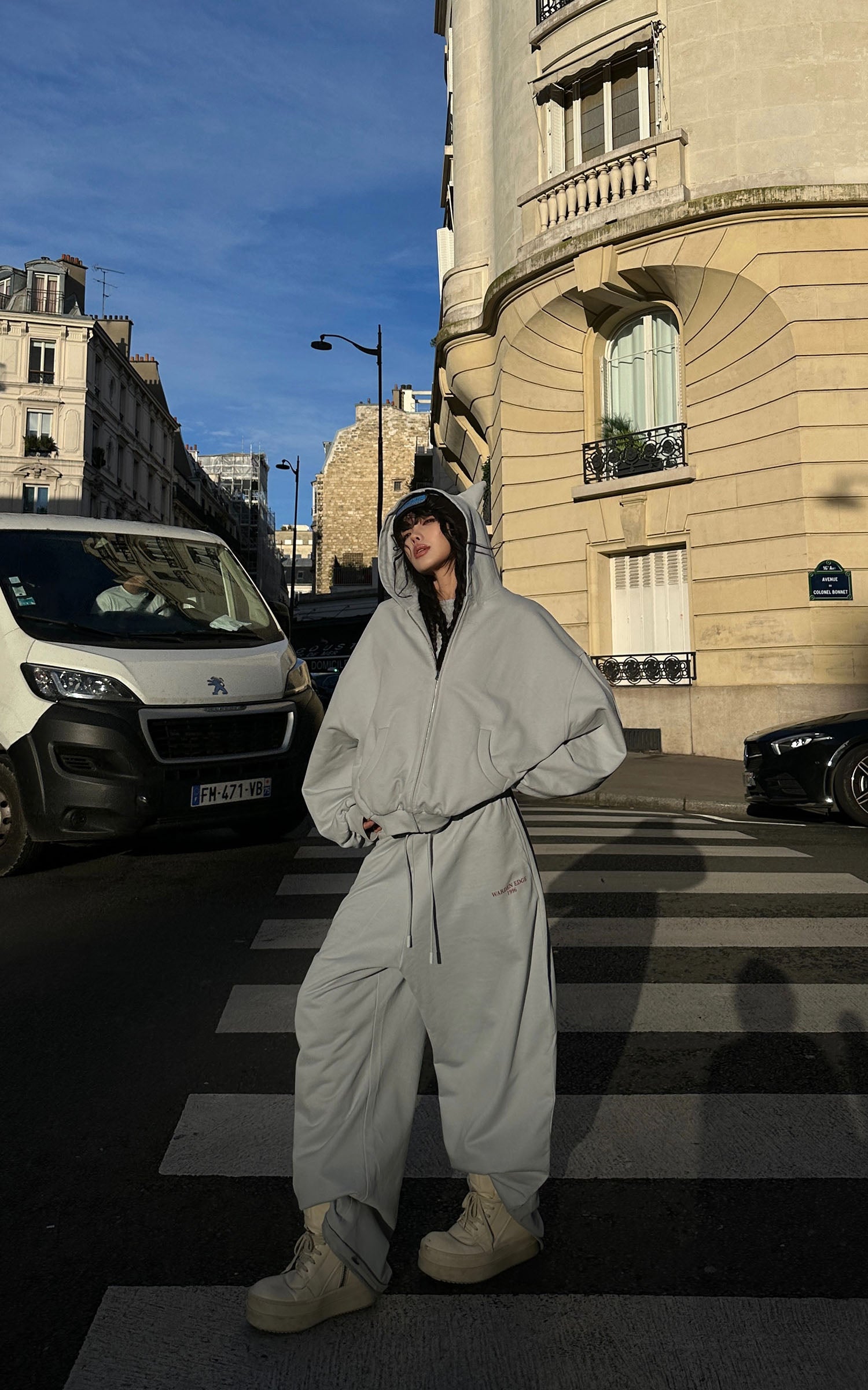 WARDEN EDGE Grey-Blue Hoodie Sweatpants Set - PINKPARKS