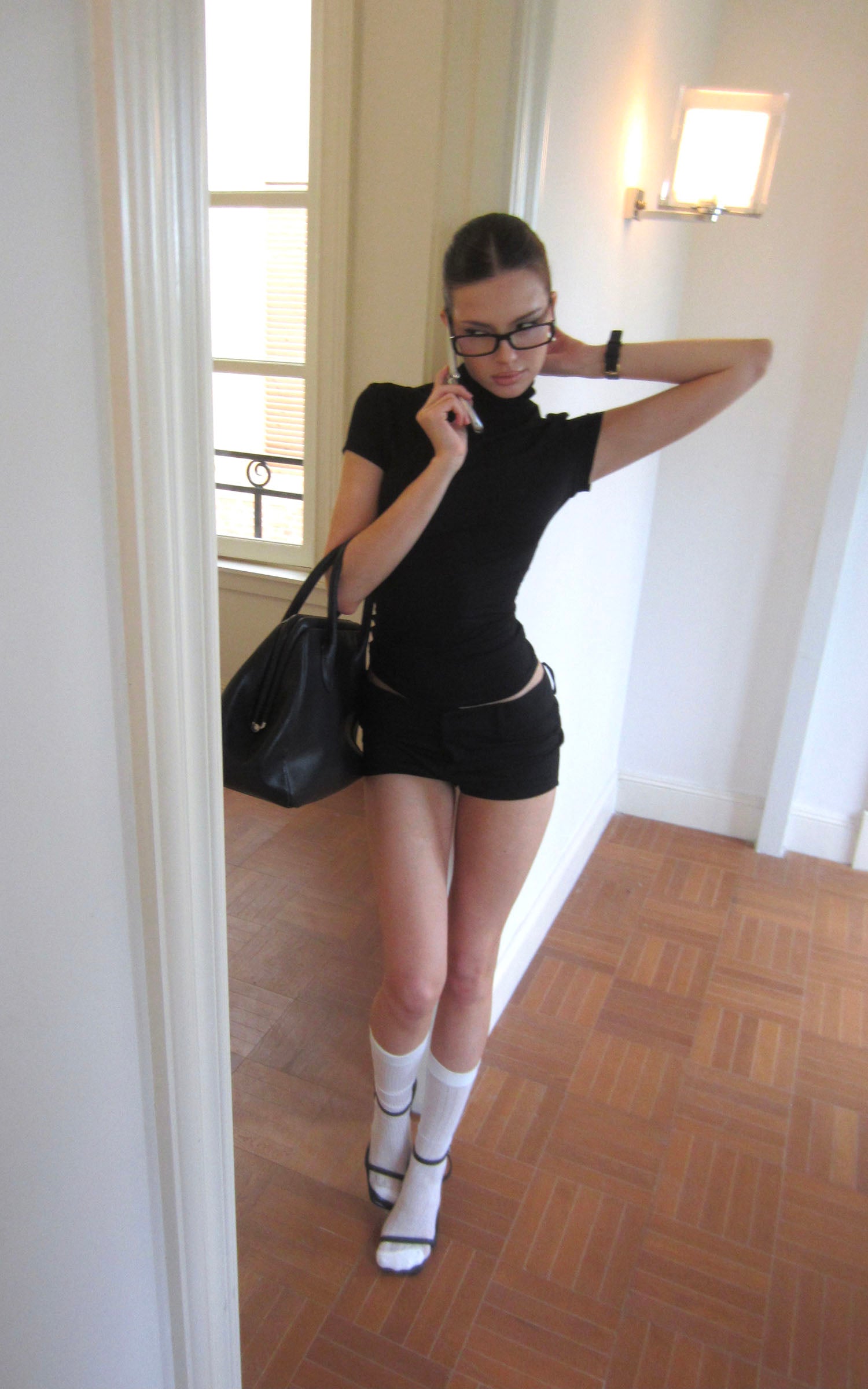 0122stepll Structured Shoulder High-Neck Top