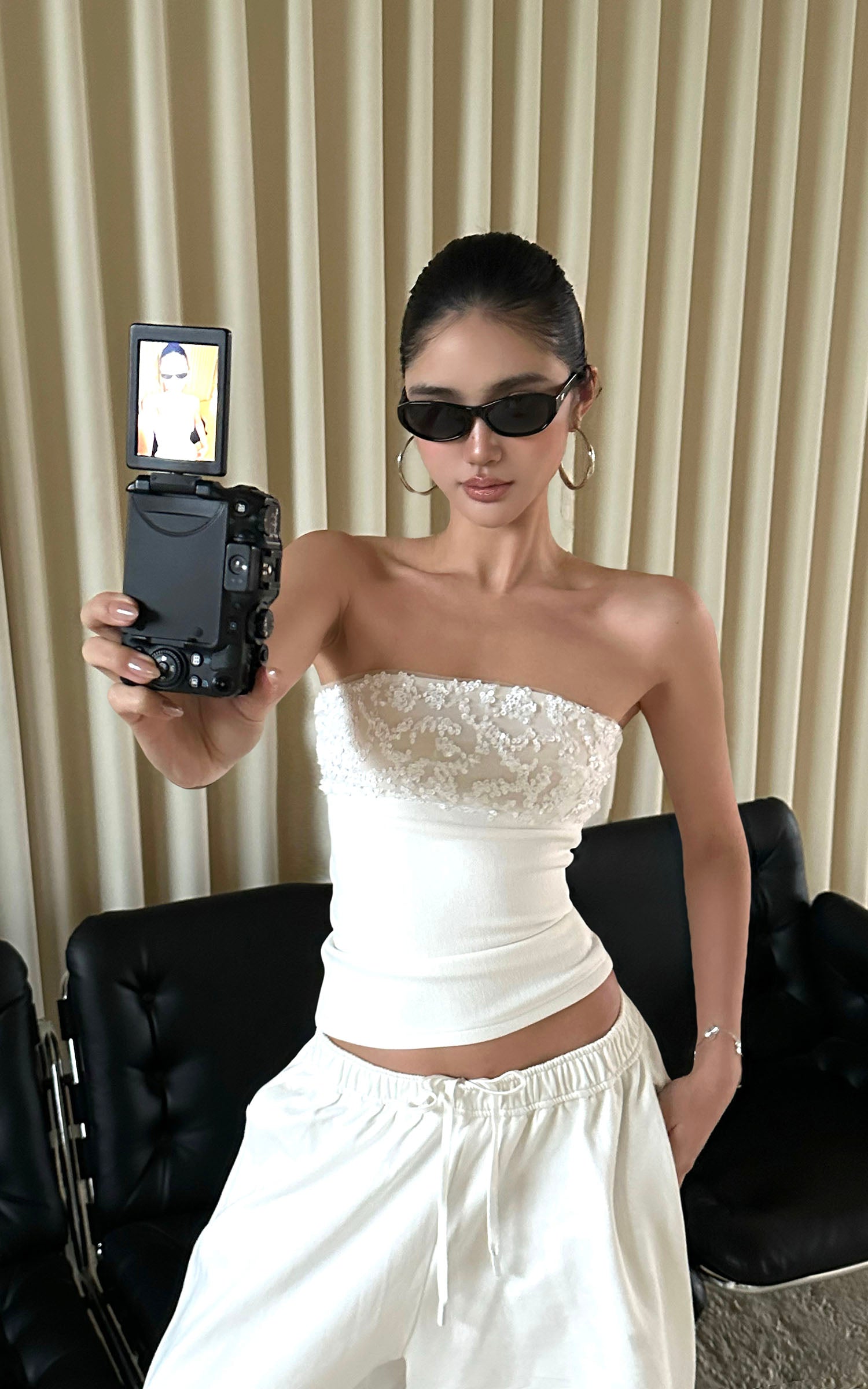 ROVENTE Embellished Strapless Knit Top - PINKPARKS