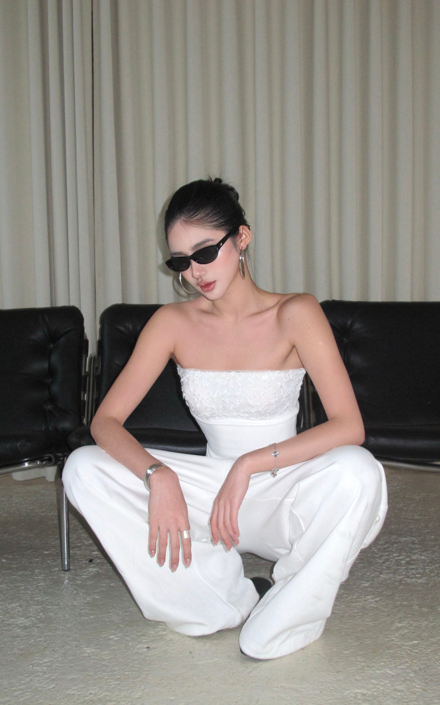 ROVENTE Embellished Strapless Knit Top - PINKPARKS