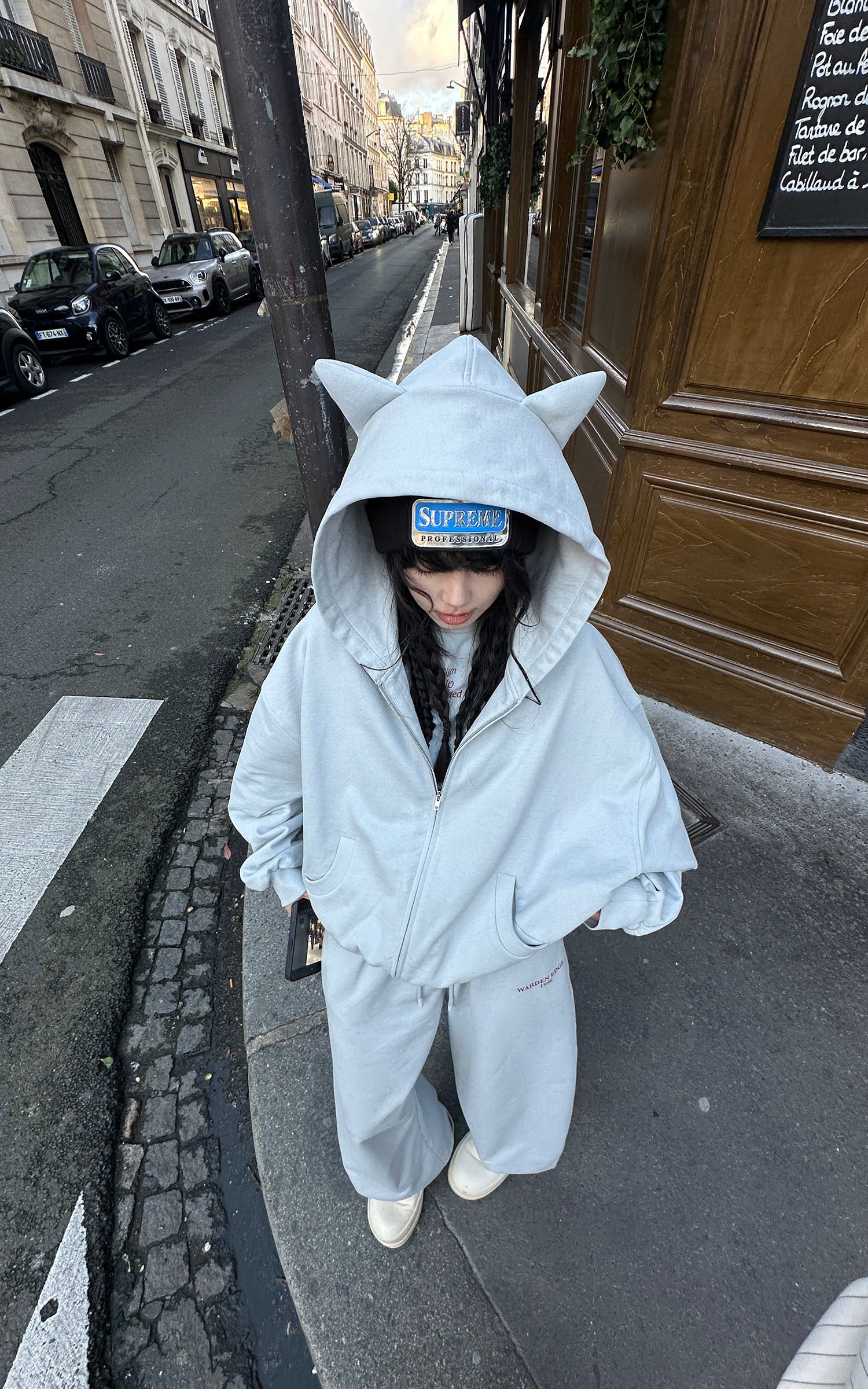 WARDEN EDGE Grey-Blue Hoodie Sweatpants Set - PINKPARKS