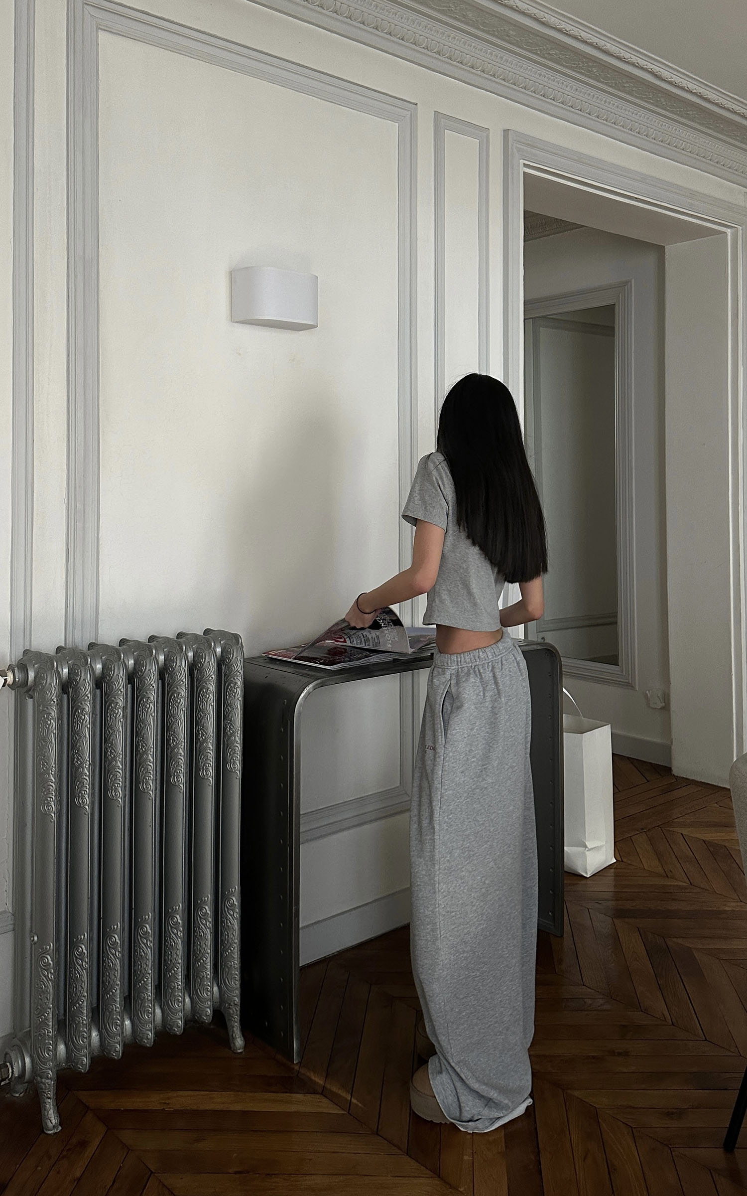 WARDEN EDGE Wide-Leg Sweatpants in Heather Grey - PINKPARKS