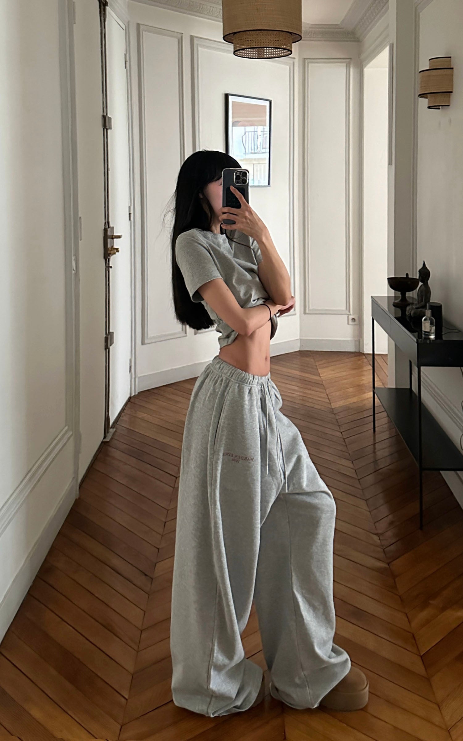 WARDEN EDGE Wide-Leg Sweatpants in Heather Grey - PINKPARKS