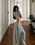 WARDEN EDGE Wide-Leg Sweatpants in Heather Grey - PINKPARKS