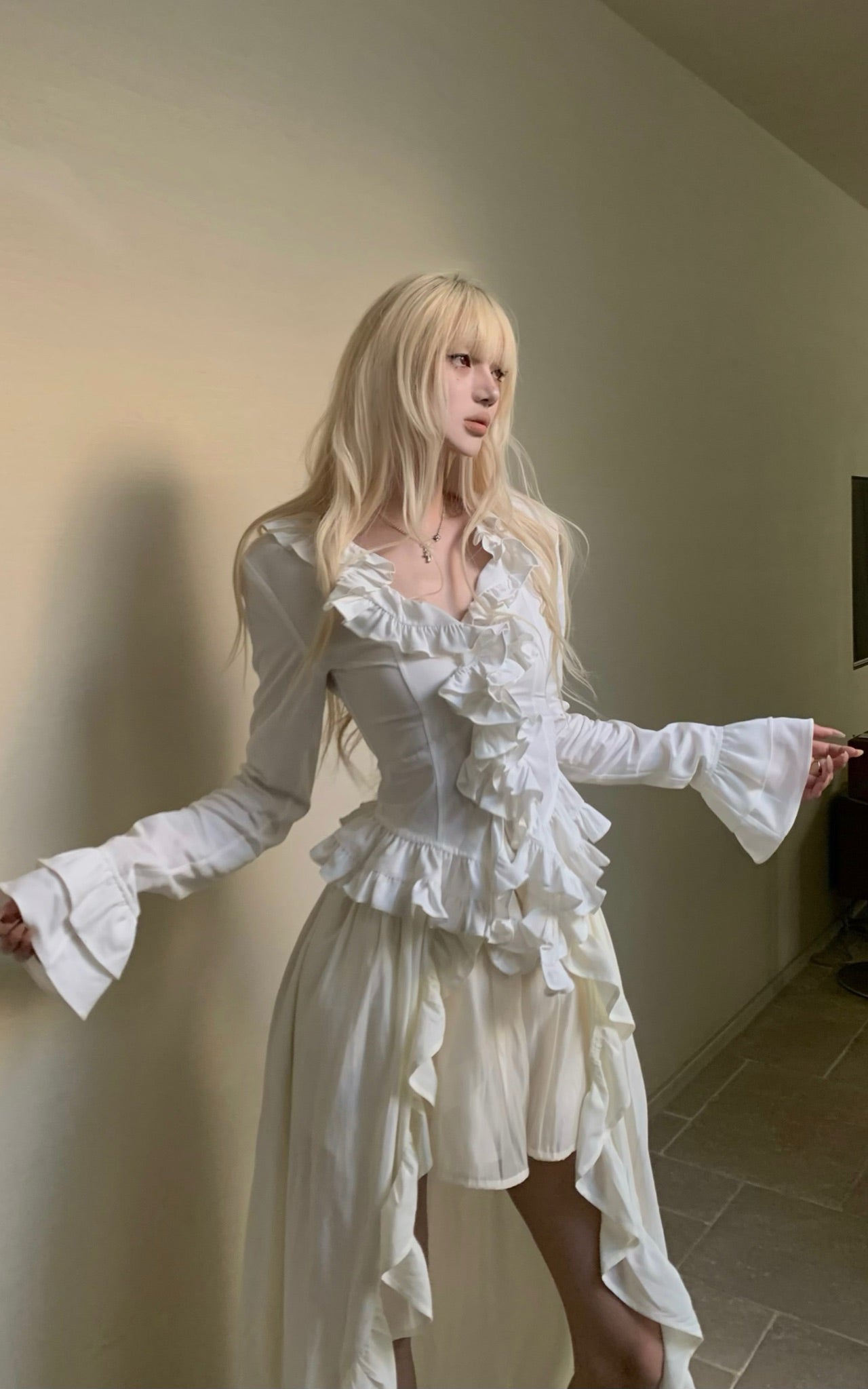 Rase le sol Ruffled Sculptural Shirt - PINKPARKS