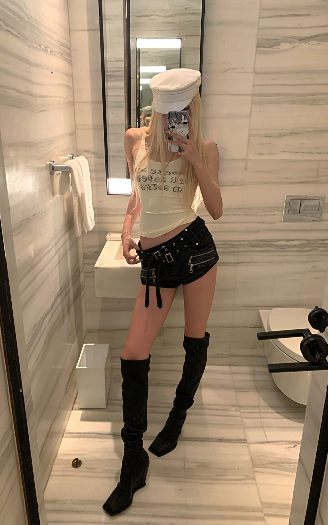 Rase le sol Multi-Belt Deconstructed Utility Denim Shorts - PINKPARKS