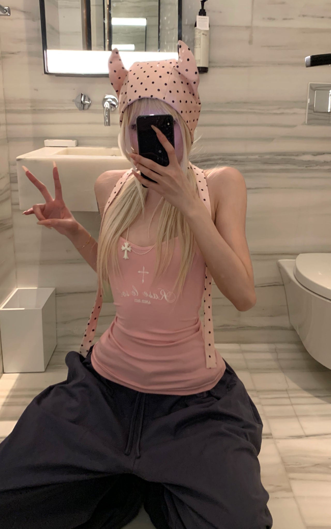 Rase le sol Embroidered Slogan Stretch Cami Top - PINKPARKS