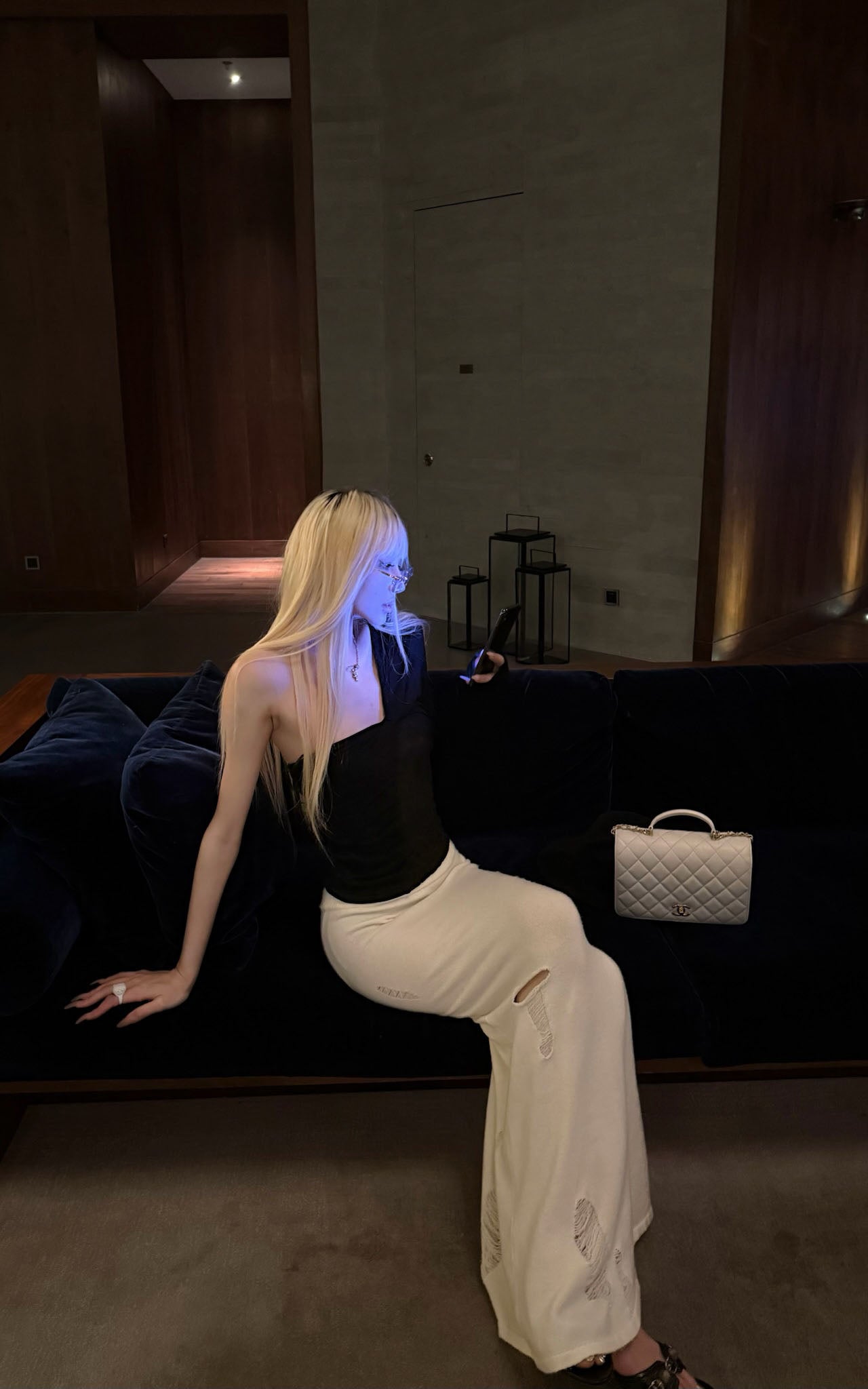 Rase le sol Lace and Mesh Panel Off-Shoulder Top - PINKPARKS