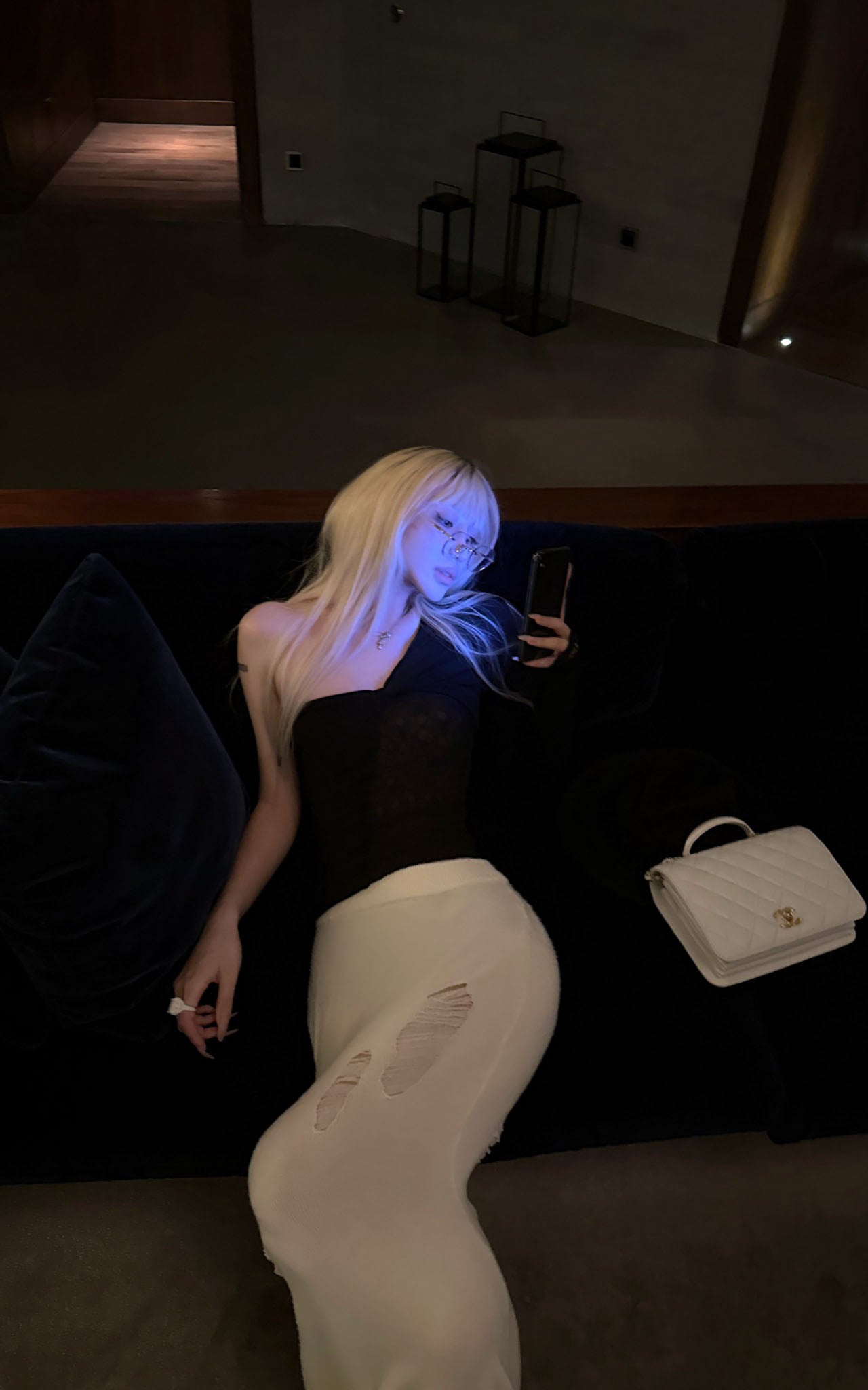 Rase le sol Lace and Mesh Panel Off-Shoulder Top - PINKPARKS