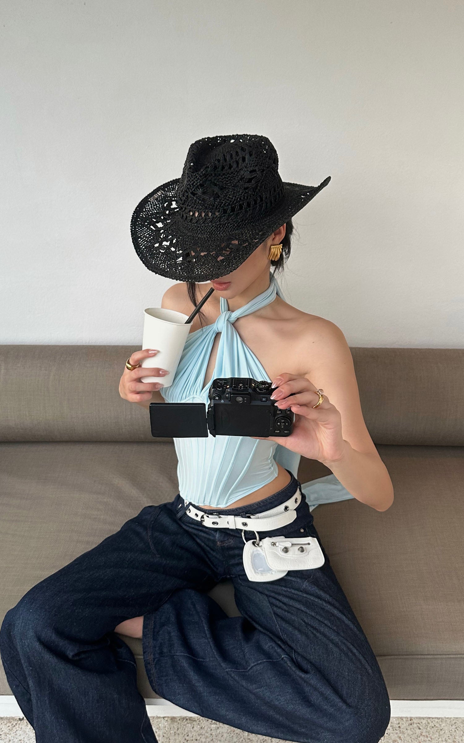 ROVENTE Draped Halterneck Corset Top - PINKPARKS