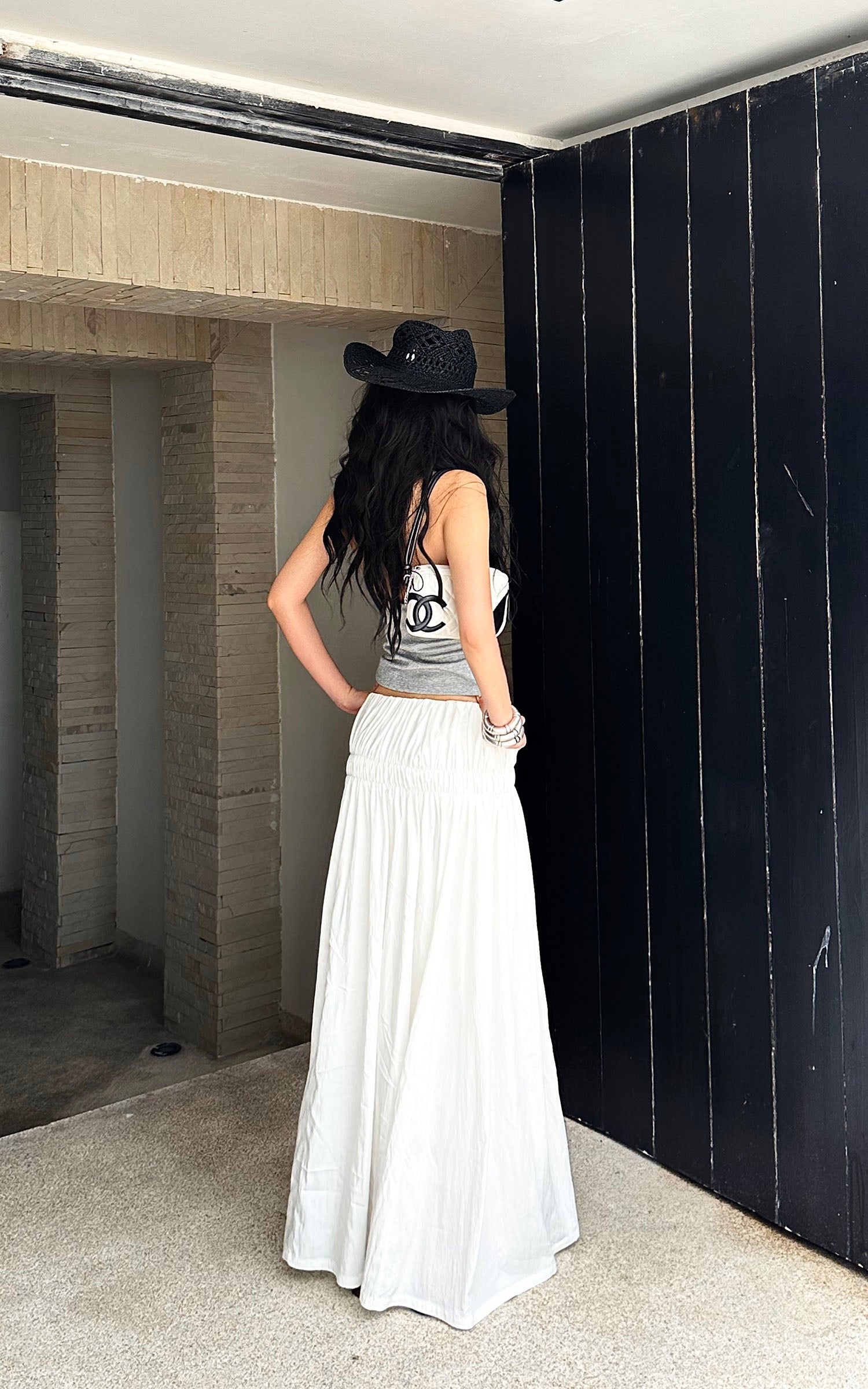 ROVENTE Gathered Cotton Maxi Skirt - PINKPARKS