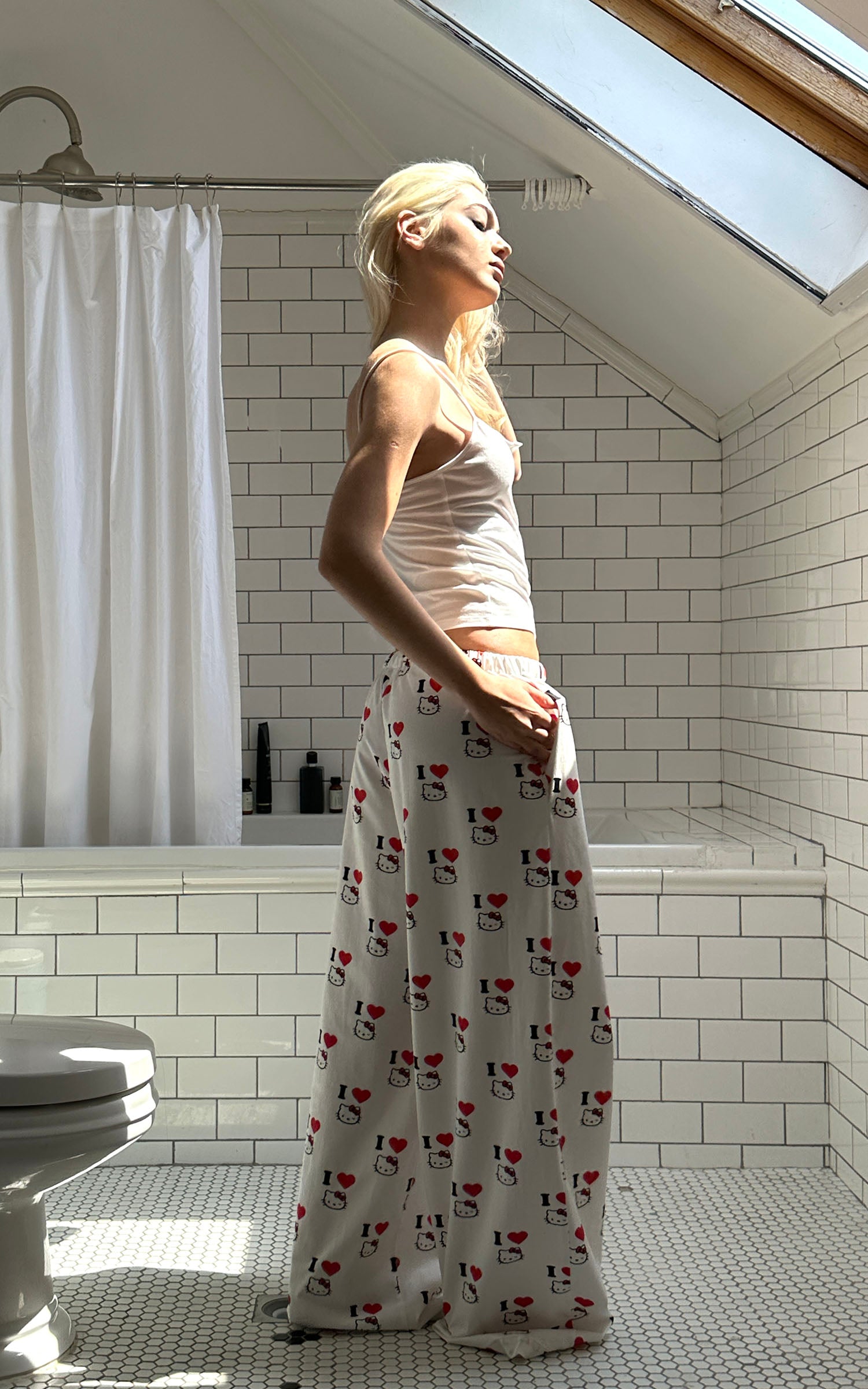 0122stepll アイハートキティ ワイドレッグラウンジパンツ